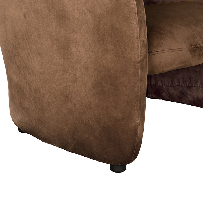 Noir Marx Brown Velvet Chair, minimalistic wood feet