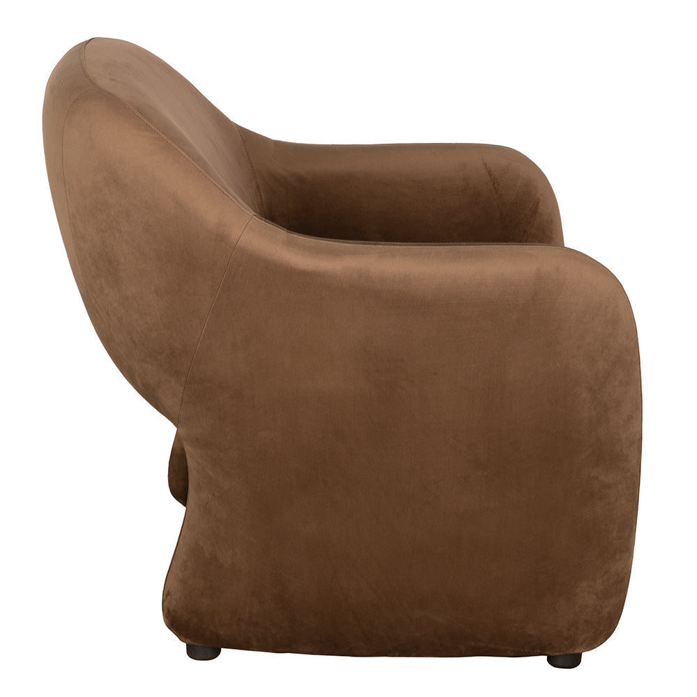 Noir Marx Brown Velvet Chair, low rounded profile