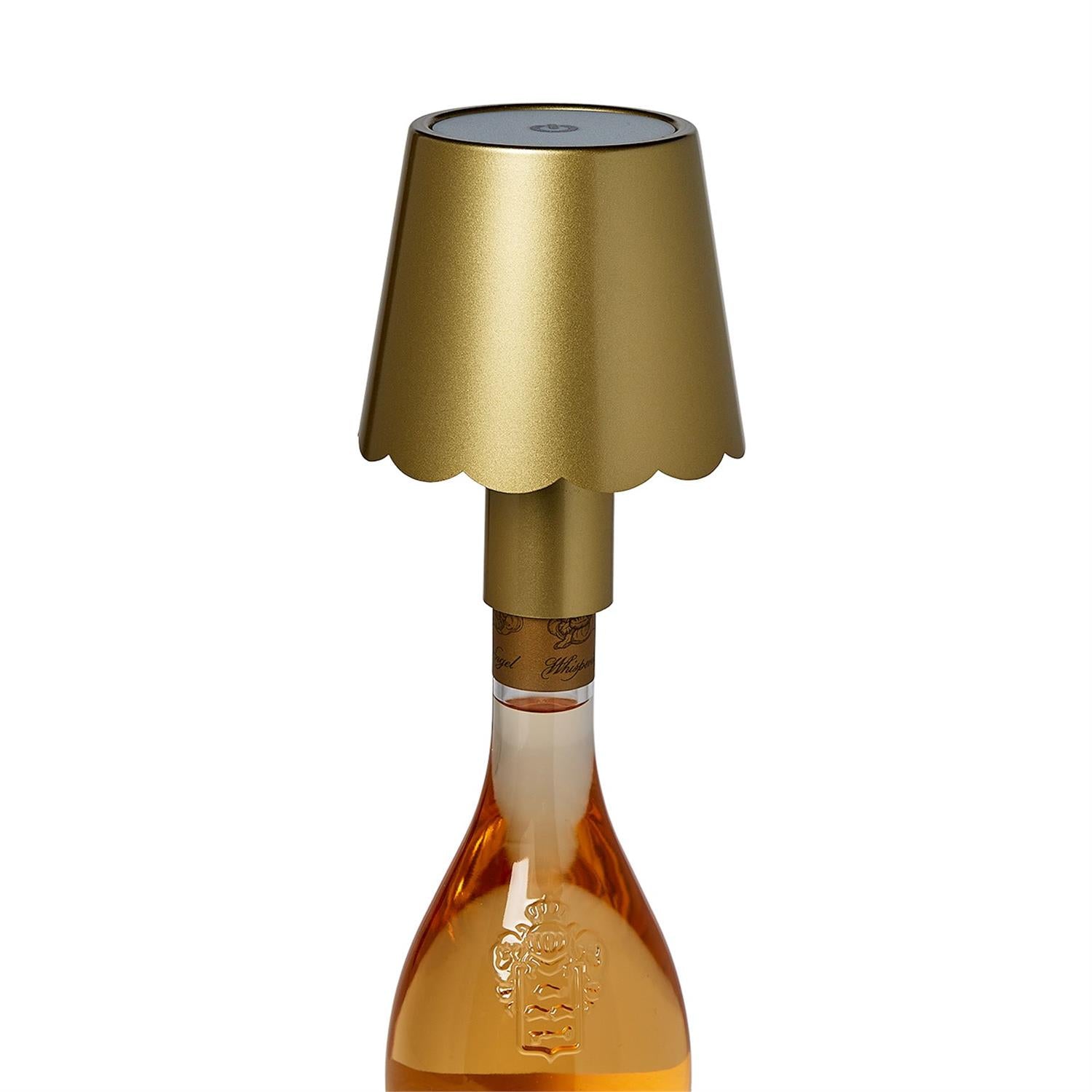 LED Touchable Gold Scalloped Lampshade with Bottle Stopper in Gift Box