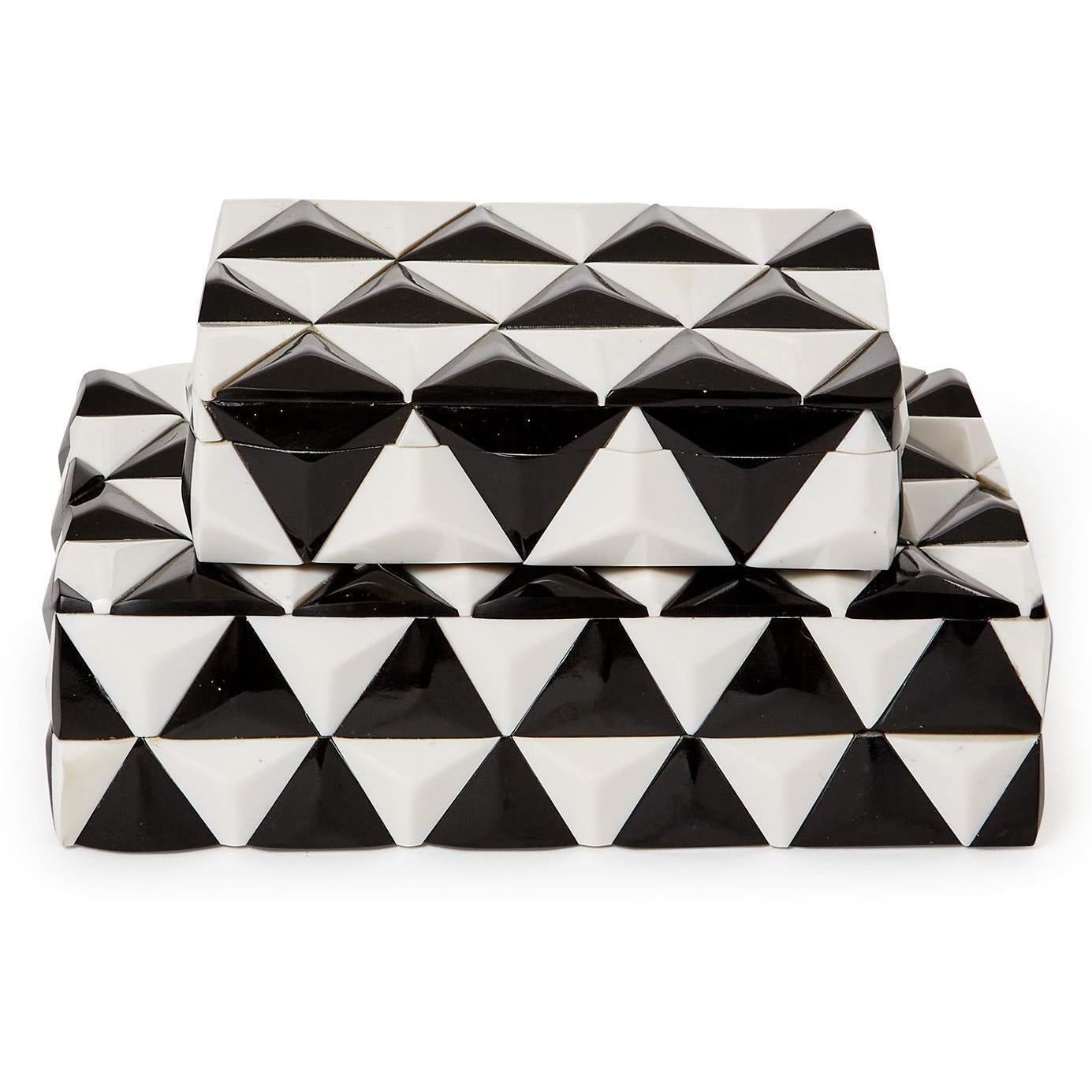 Black/White Pyramid Covered Box Set of 2