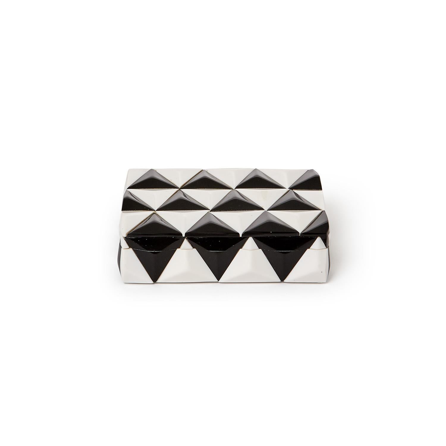 Black/White Pyramid Covered Box Set of 2