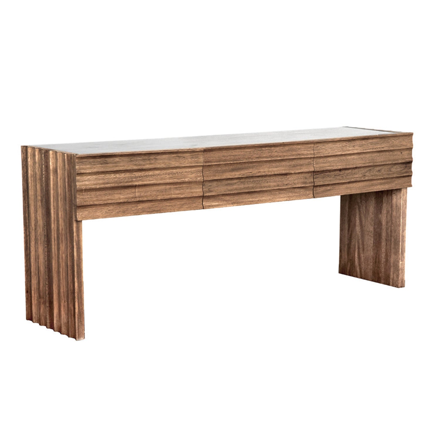 Noir Wolf Dark Walnut Console with White Marble Top