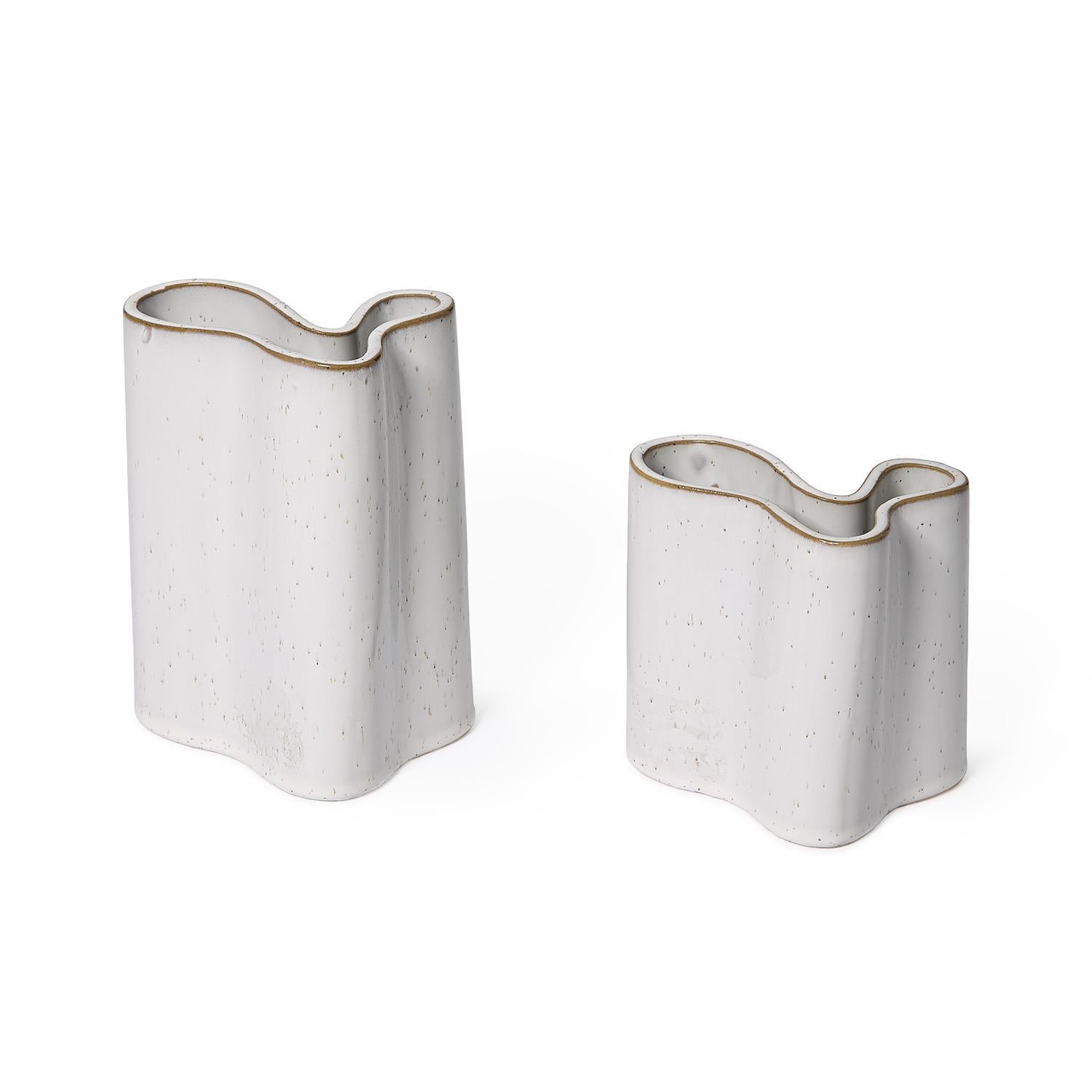 Freeform Vase with Reactive Glaze Set of 2