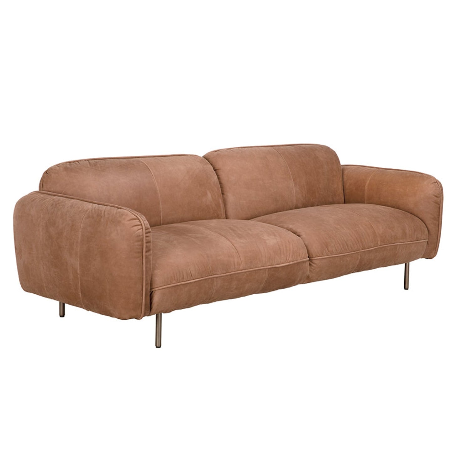 Noir Franklin Coris Brown Leather Sofa upholstered in Coris Brown Leather