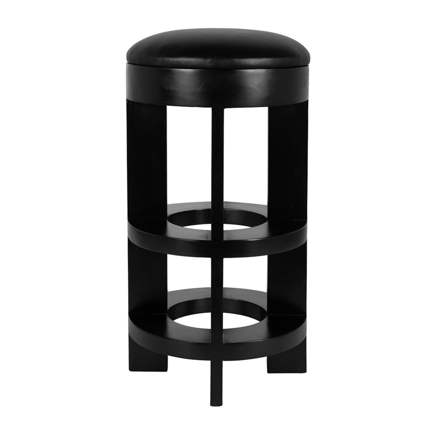Berlin Leather Swivel Bar Stool finished in Hand Rubbed Black