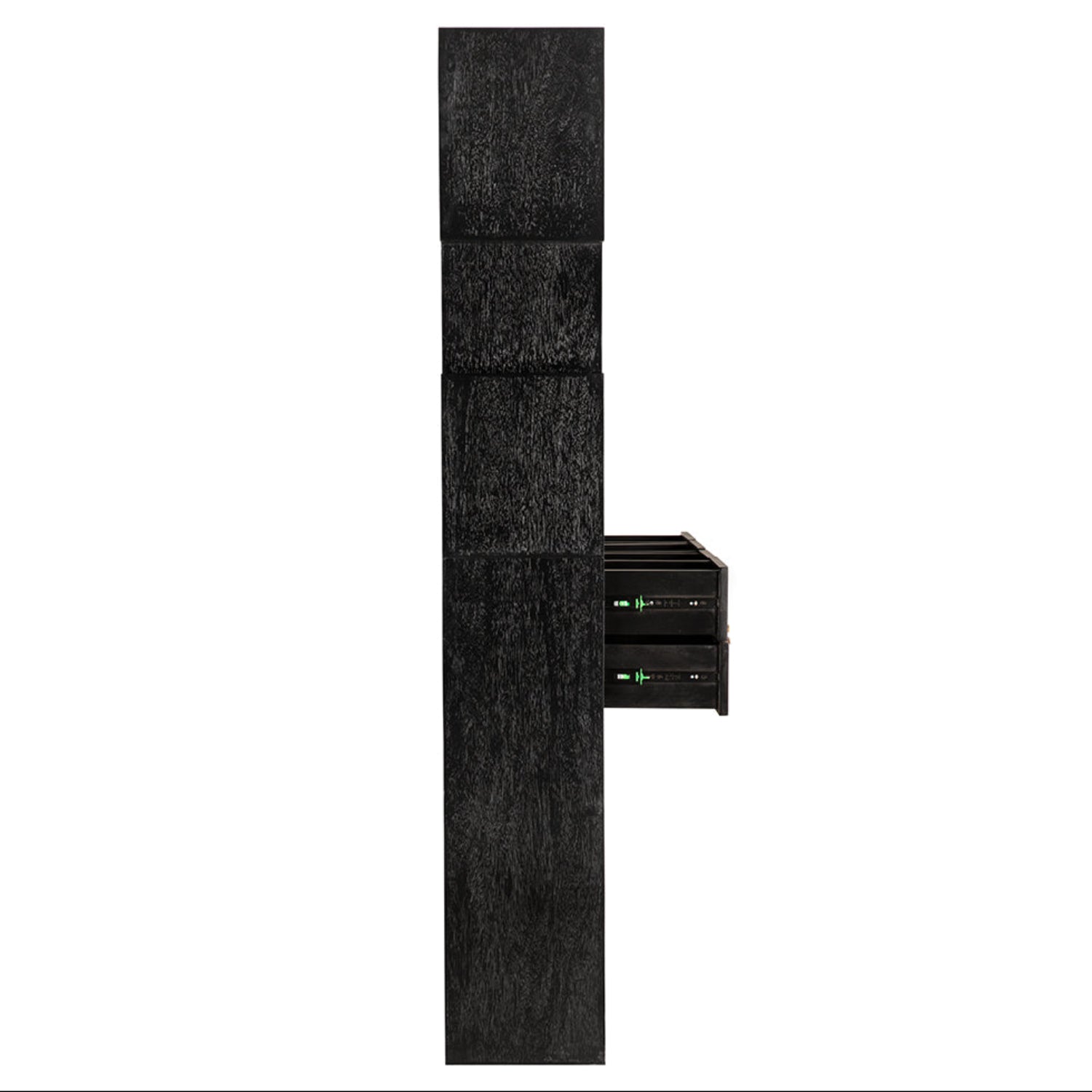 Noir Grobius Hand Rubbed Black Bookcase crafted from mahogany, veneer and brass pull