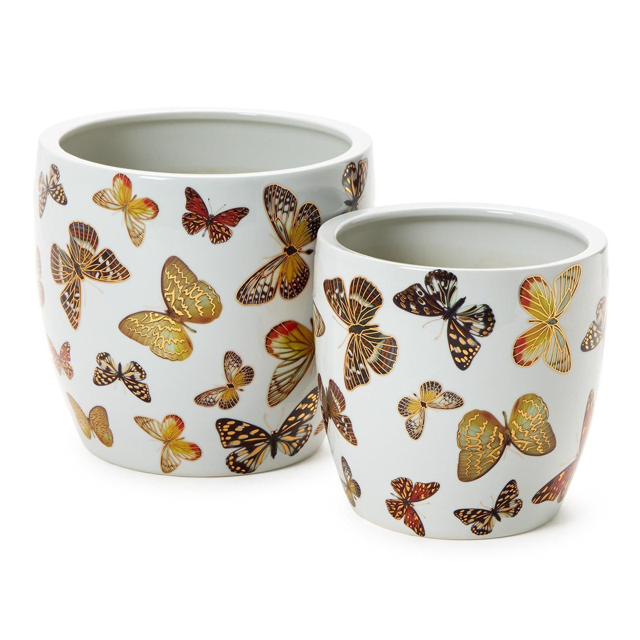 Butterfly Garden Planter with Golden Accents Set of 2