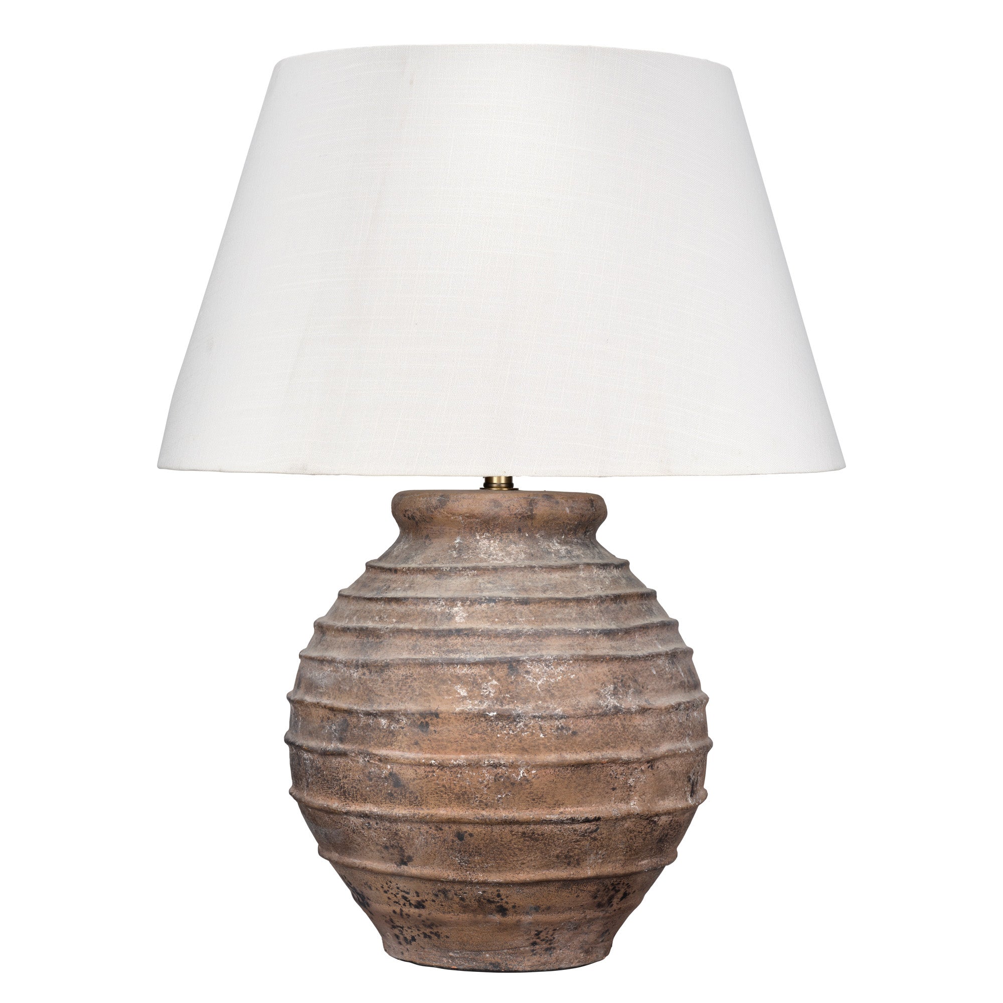Jamie Young Cinder Terracotta Rusted Brown Table Lamp with Linen Shade