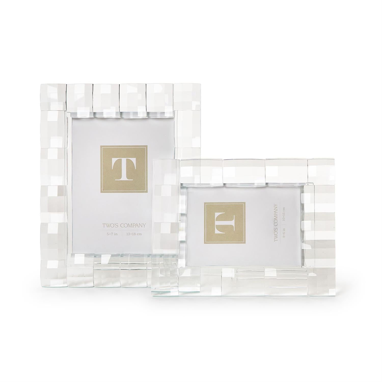 Faceted Crystal Glass Photo Frame Set of 2