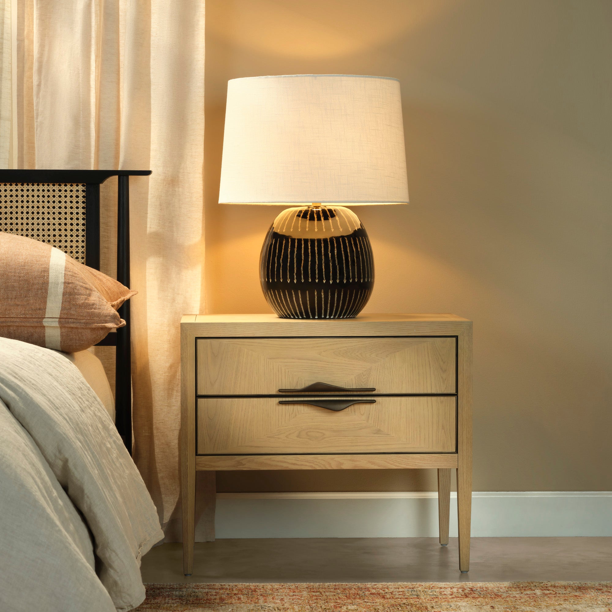 Jamie Young Landmark Pale Oak Two Drawer Nightstand