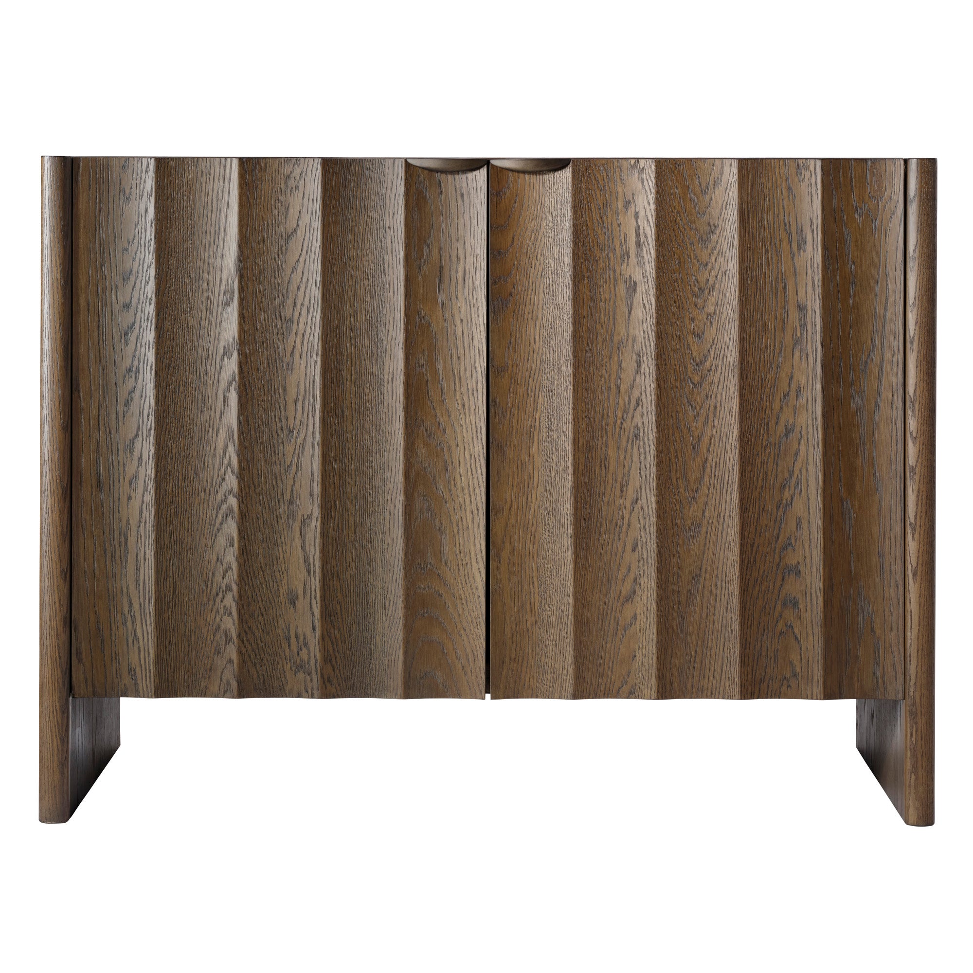 Jamie Young Finley Brown Sugar Oak Fluted Two Door Cabinet
