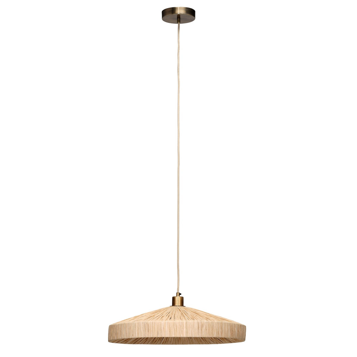 Jamie Young Parasol Natural 1-Light Small Pendant close-up of Natural Raffia texture