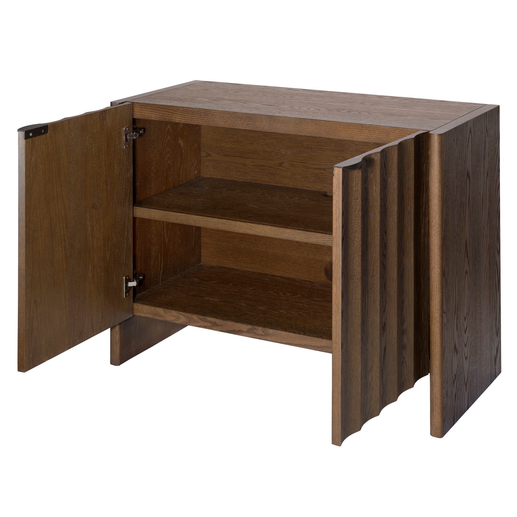 Jamie Young Finley Brown Sugar Oak Fluted Two Door Cabinet