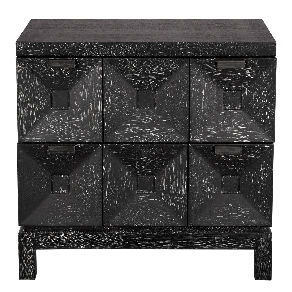 Noir Musashi Black Walnut Small 2 Drawer, Black Walnut finish