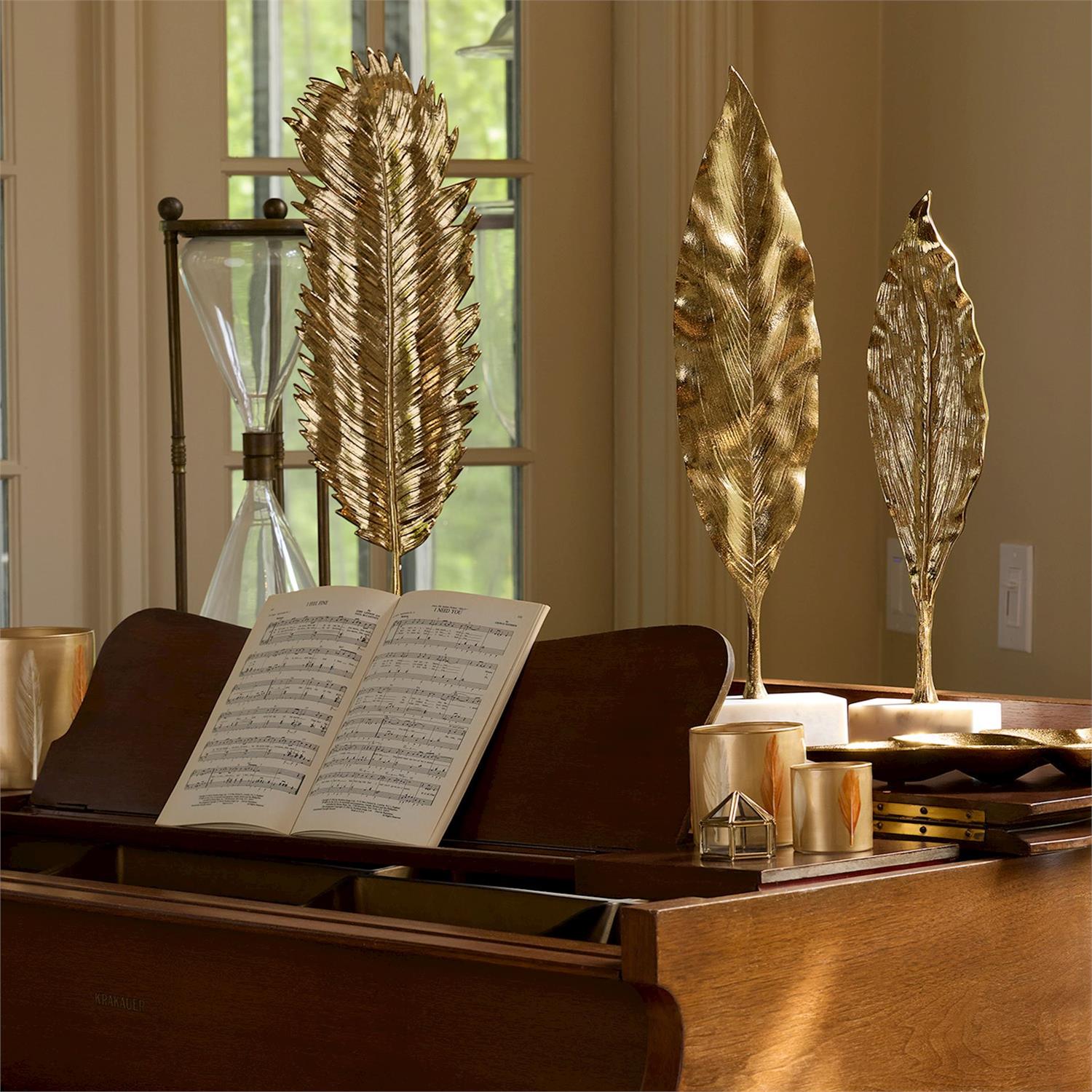 Feather Hurricane Candleholder Set of 3