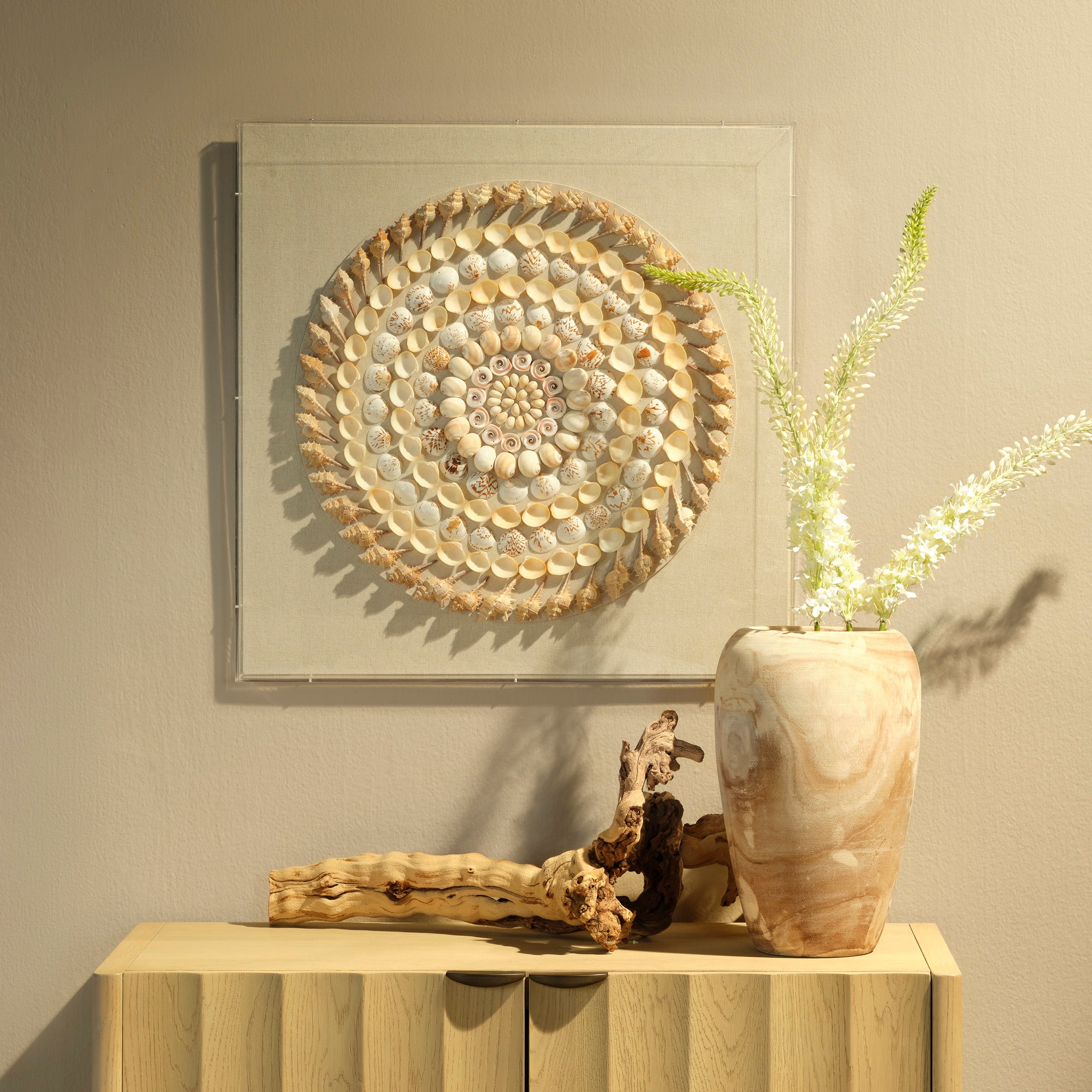 Jamie Young Outer Banks Cream and Natural Shell Wall Art