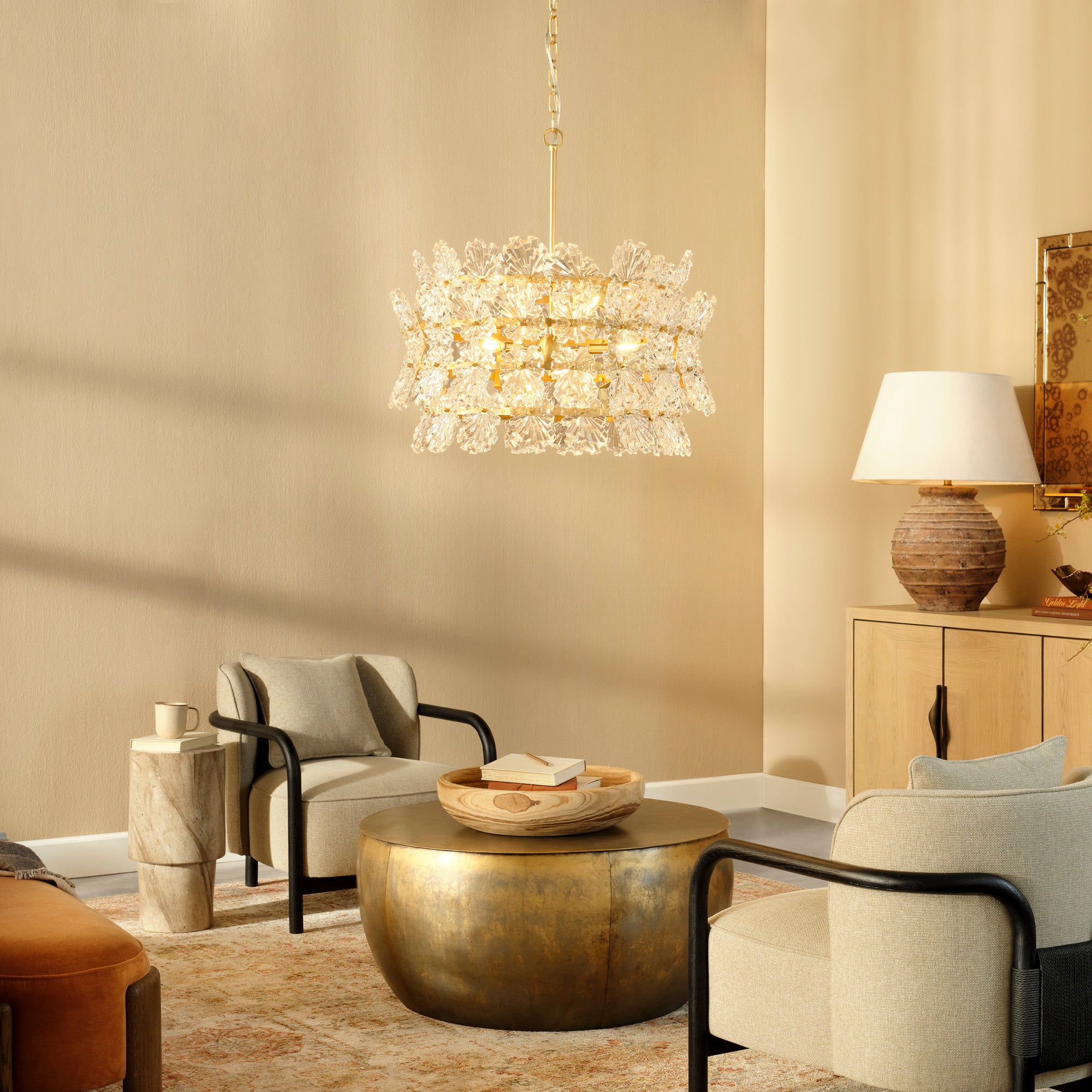 Jamie Young Orion Clear Molded Glass 9-Light Chandelier