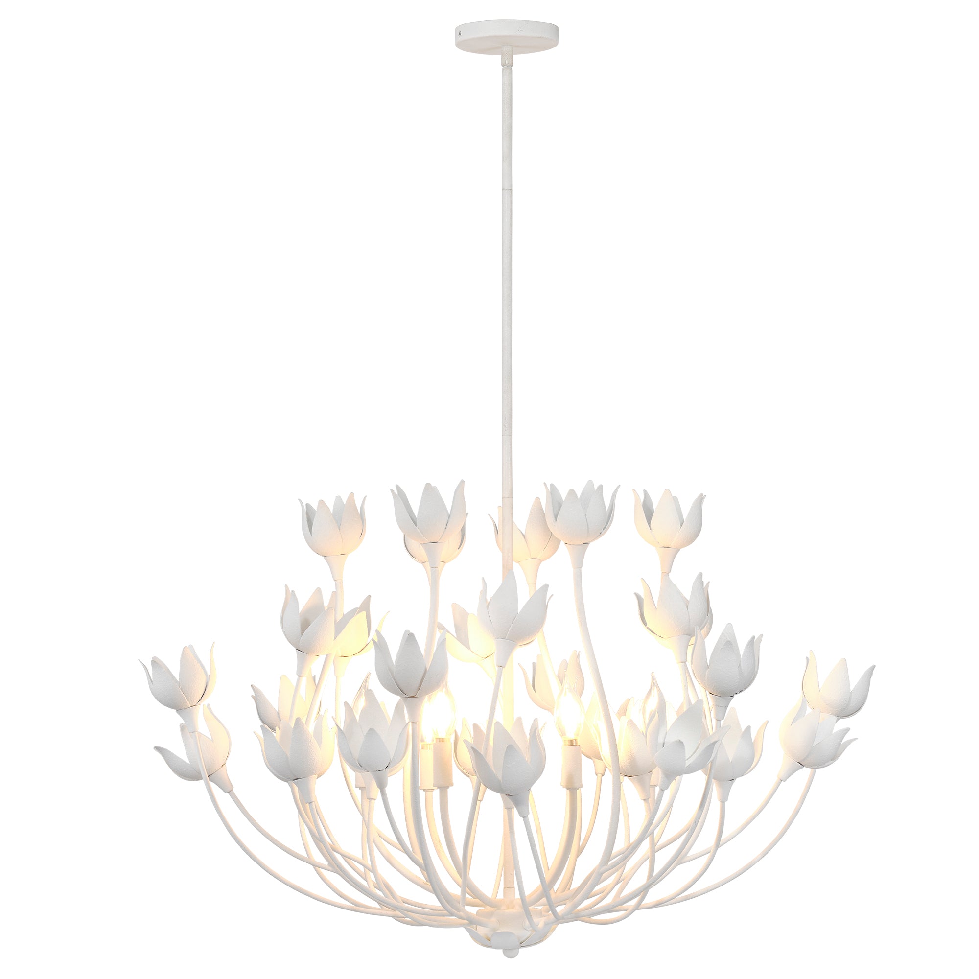 Jamie Young Dogwood Textured White Plaster 6-Light Chandelier