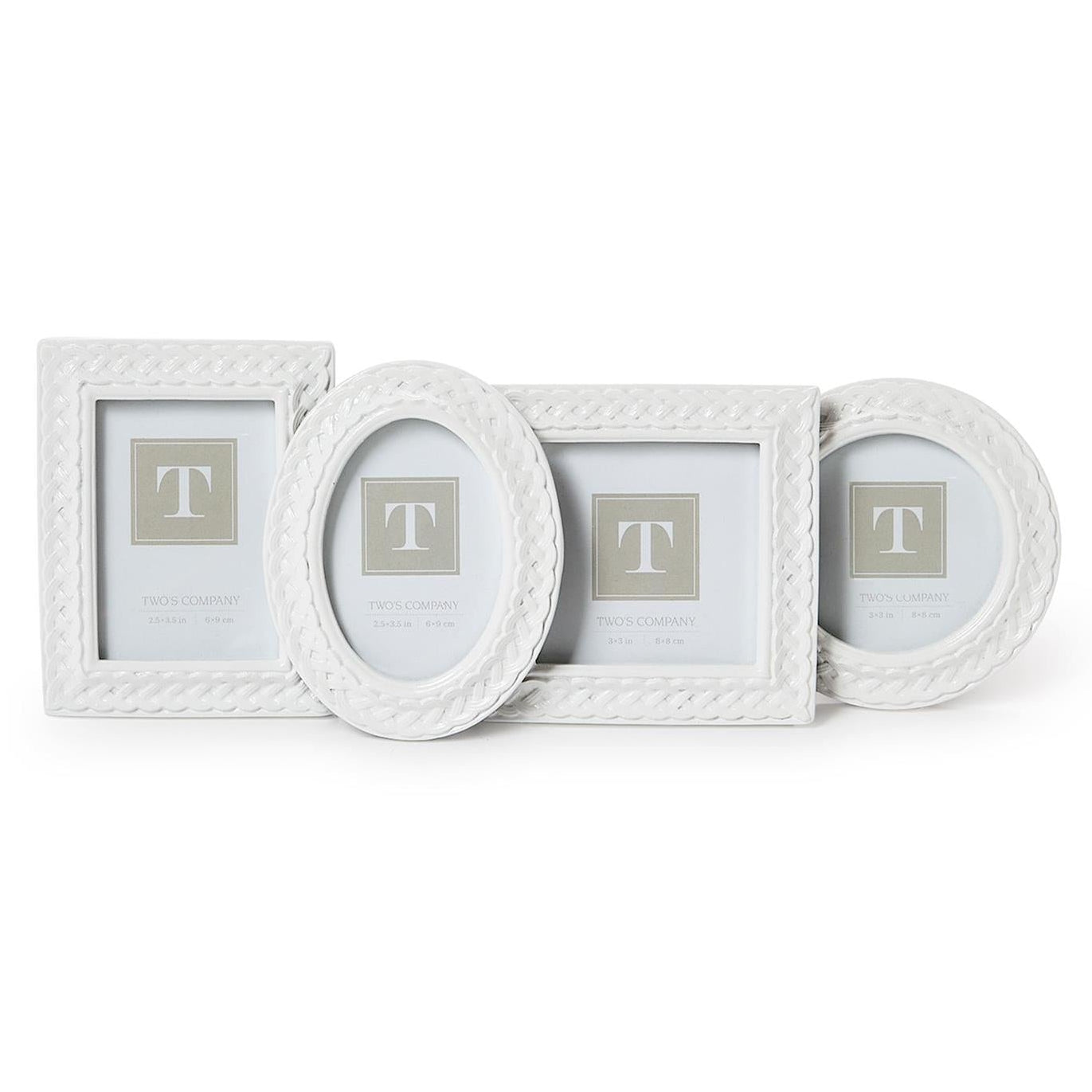 White Faux Weave Photo Frame Set of 4