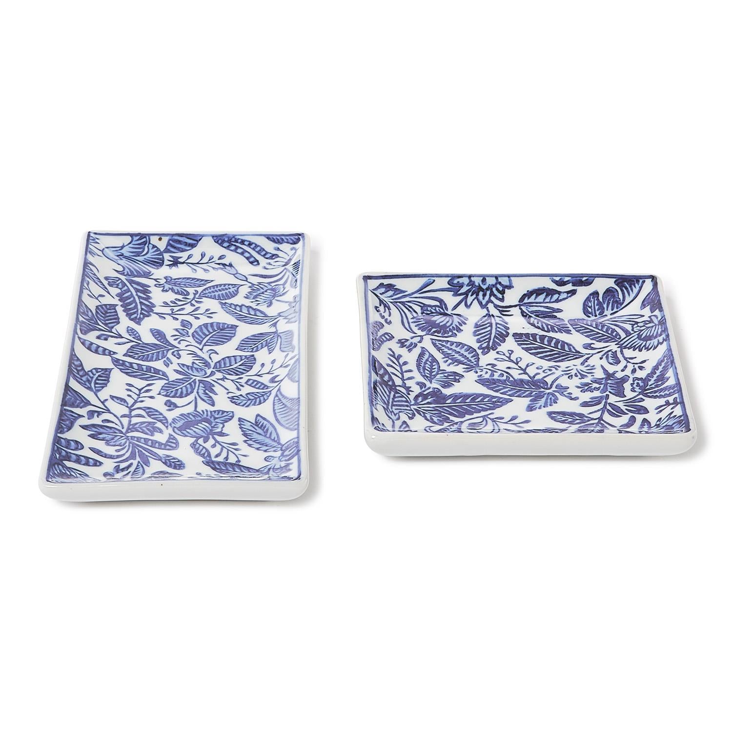 Chinoiserie Hand-Painted Trinket / Desk Tray Set of 2