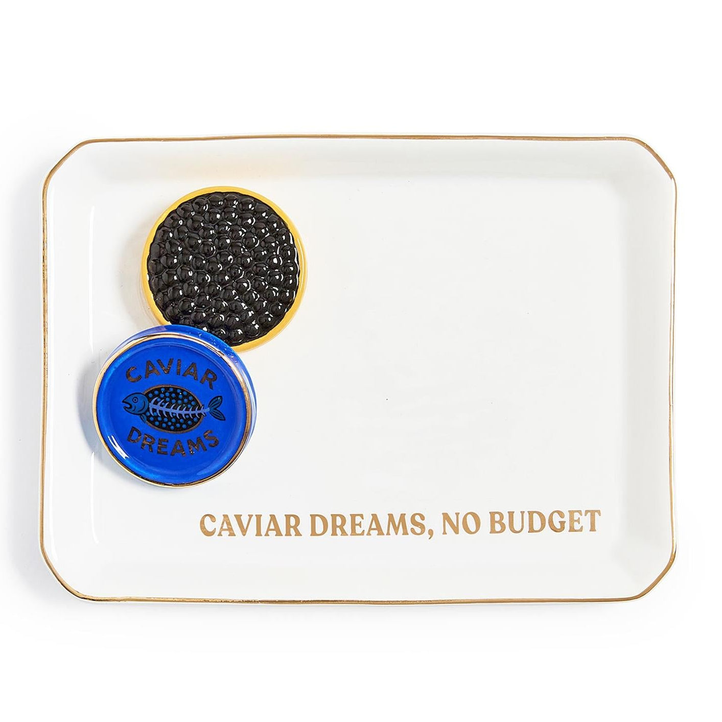 Caviar Dreams Icon Trinket Tray with Saying in Gift Box