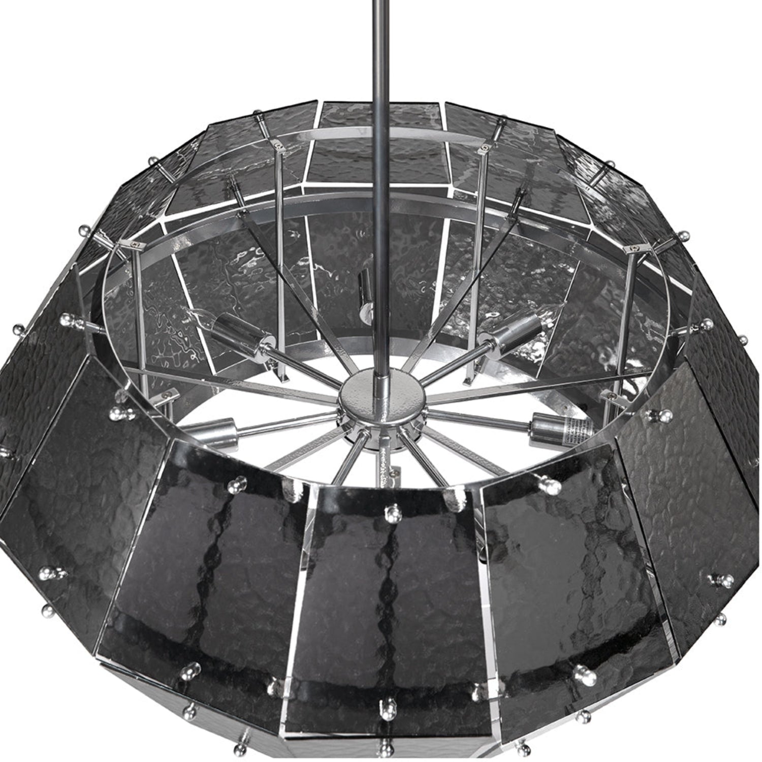Noir Obsidian Large Chandelier in Antique Silver and Smoke Grey Glass finish