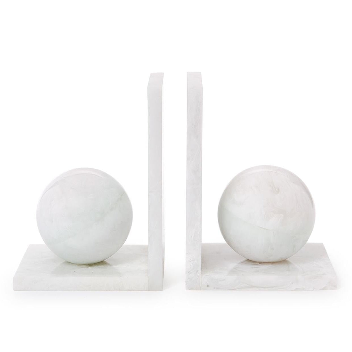 White Marblized Bookend Set of 2