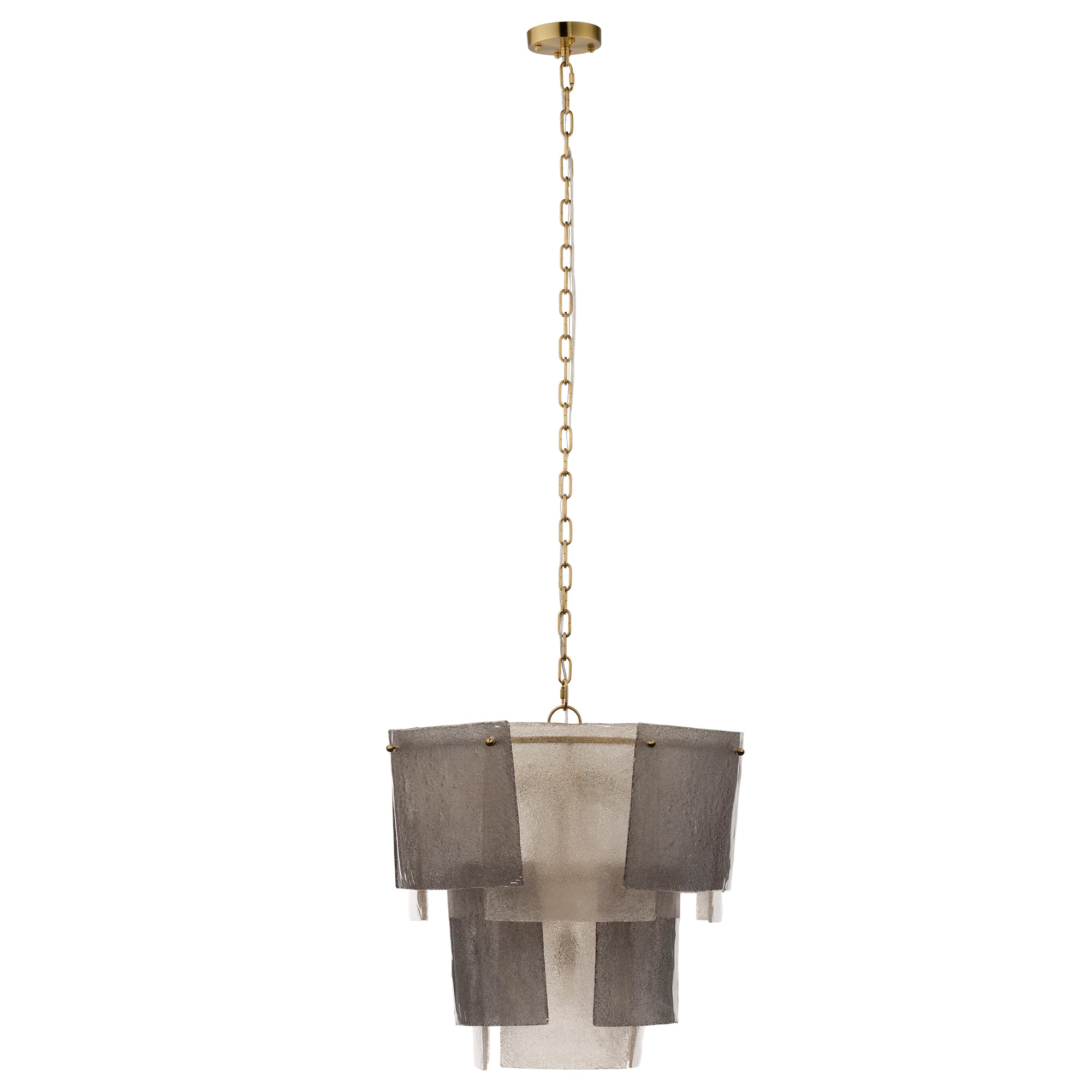 Jamie Young Aurora Clear and Smoke Seeded Glass 10-Light Small Chandelier