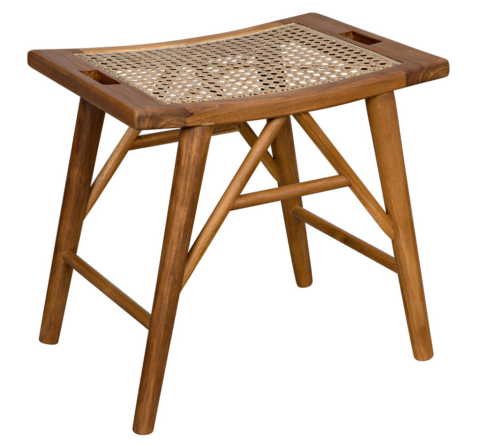 Noir Murphy Stool, woven caning seat