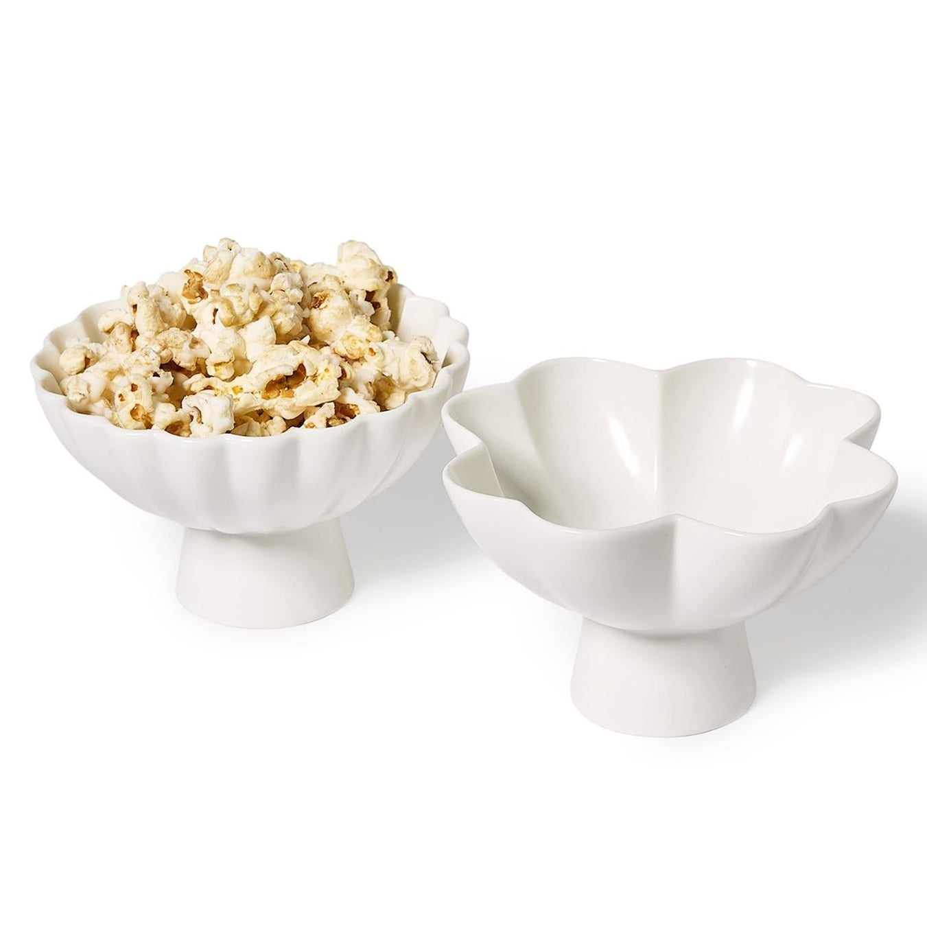 Ruffled Edge Matte White Tidbit Bowl Set of 2