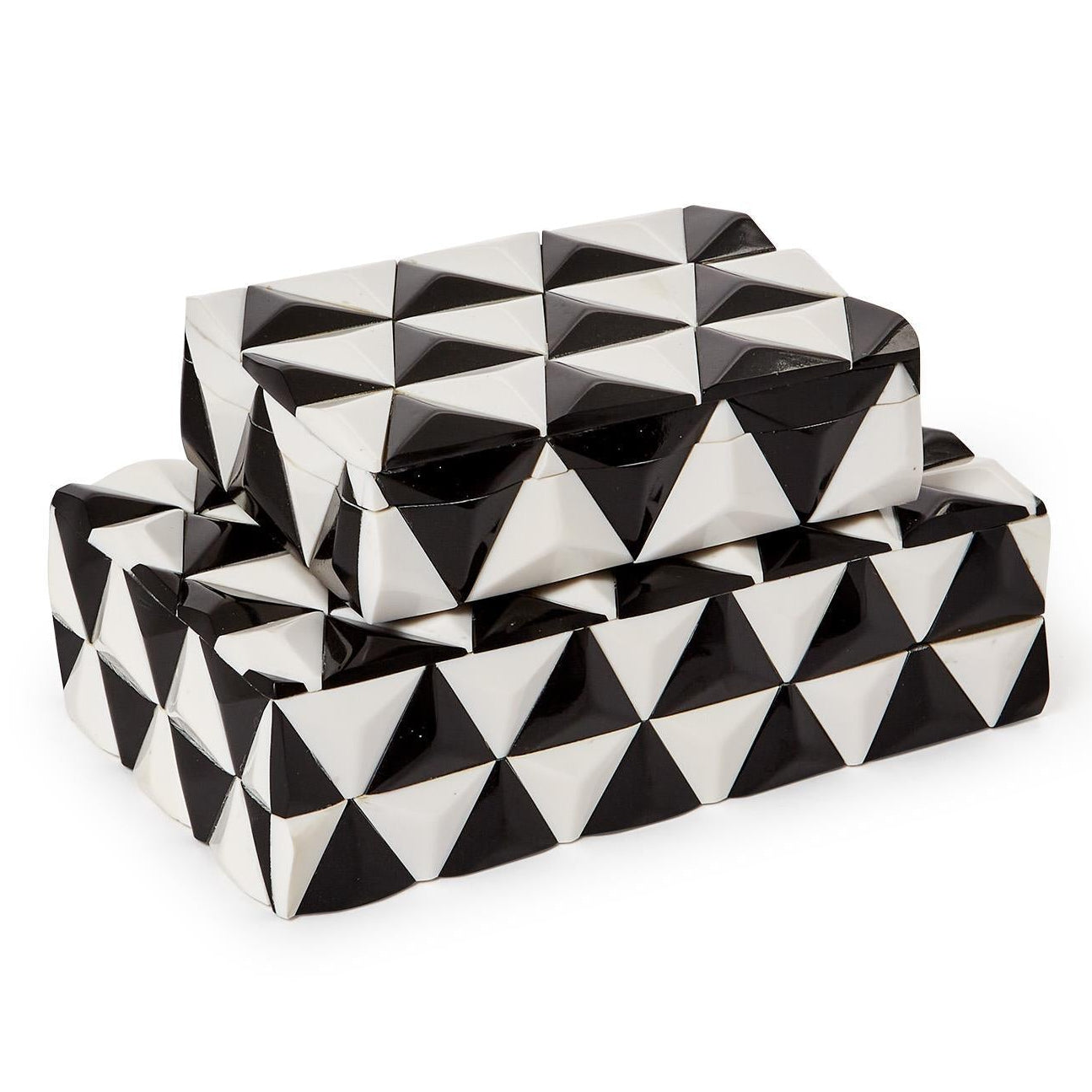 Black/White Pyramid Covered Box Set of 2