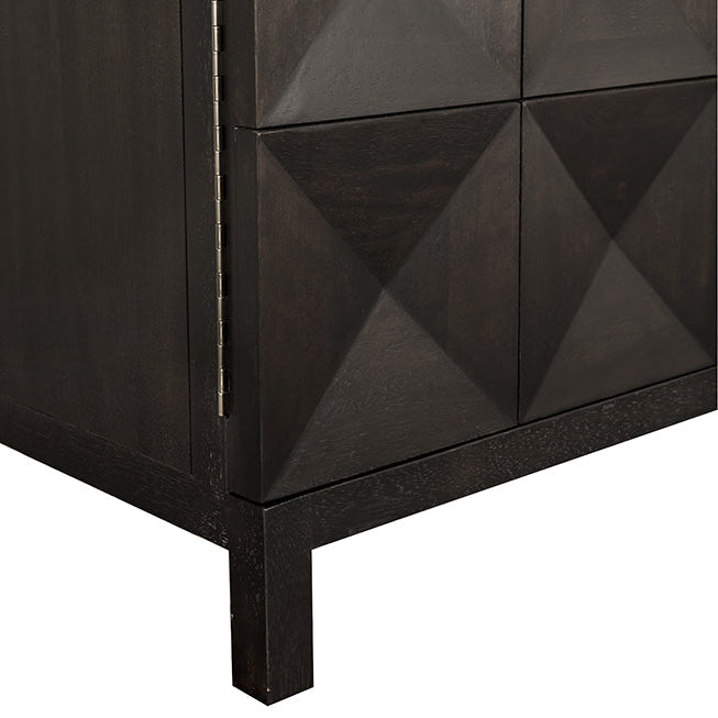 Noir Quadrant Ebony 4 Door Sideboard, crafted from walnut and veneer