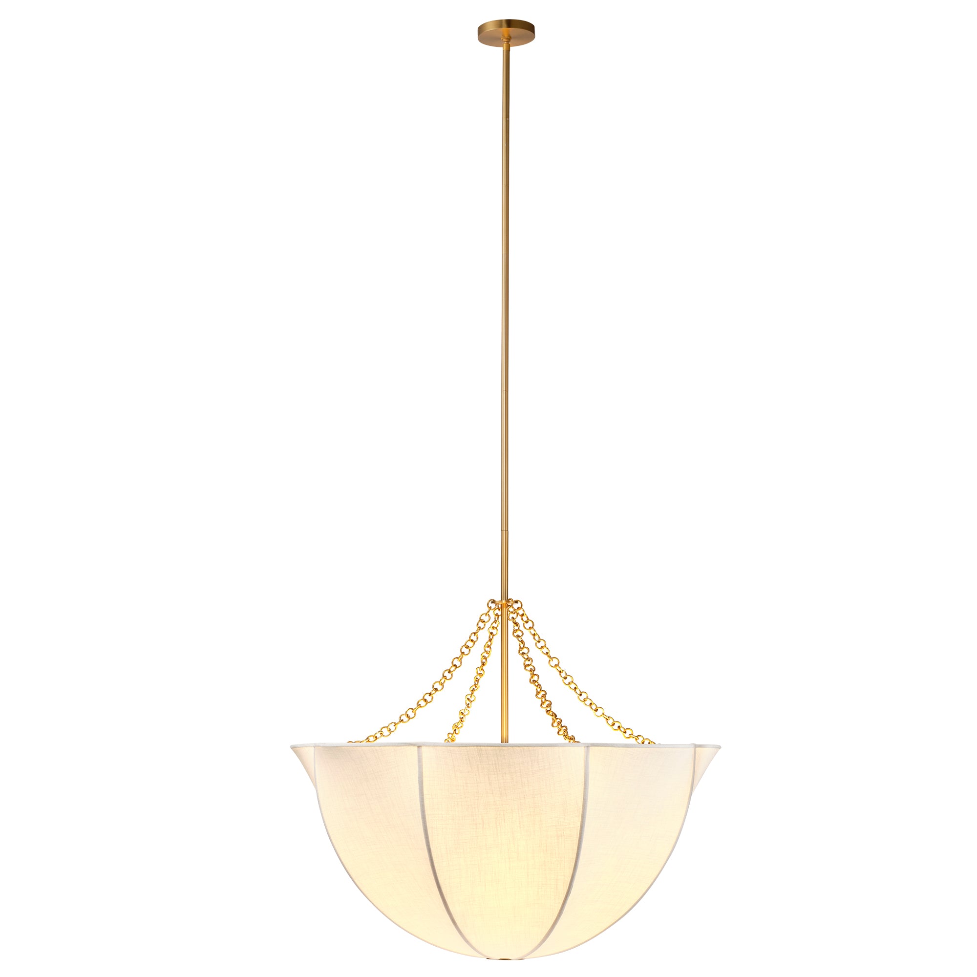 Jamie Young Aire Off-White Linen 4-Light Large Chandelier
