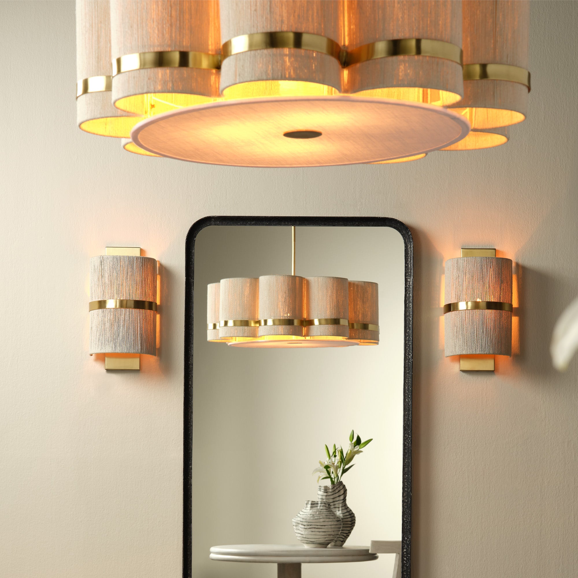 Jamie Young Carousel Off-White 4-Light Chandelier