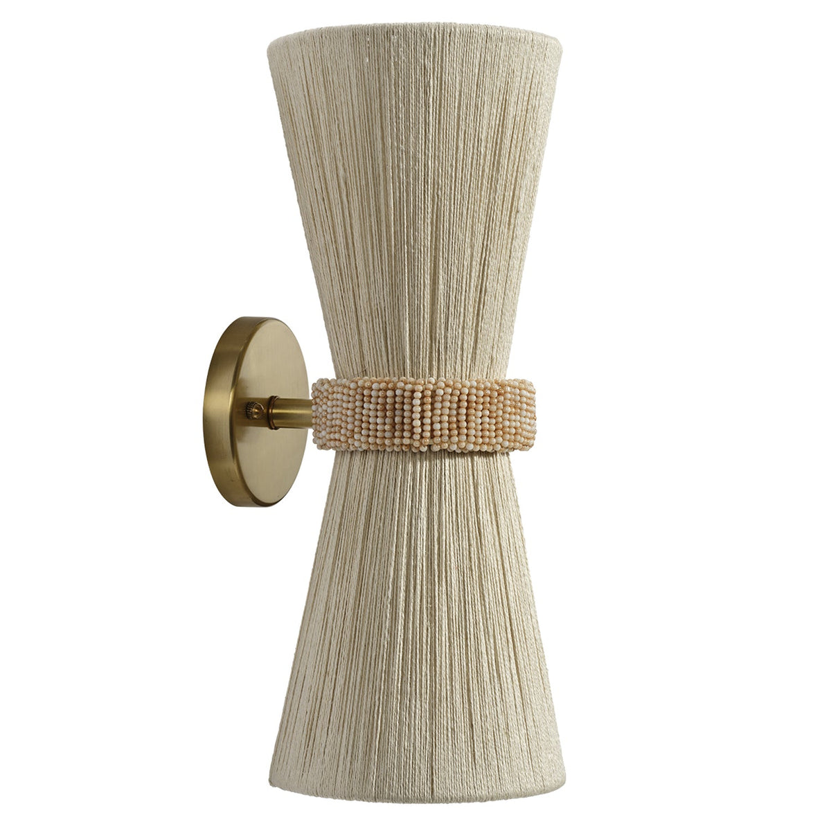 Jamie Young Corset Off White 2-Light Wall Sconce in Cream Jute, full front view