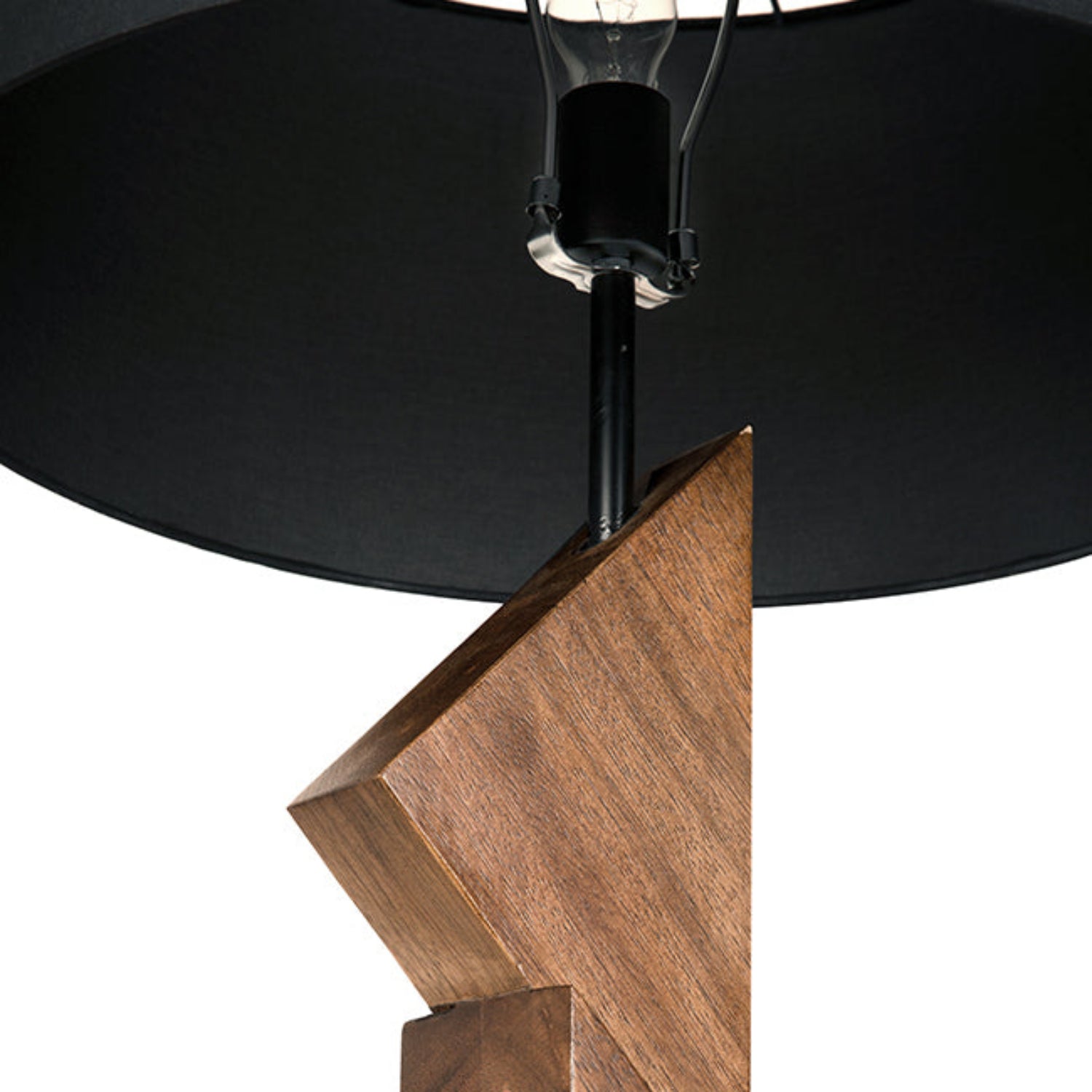 Enigma I Floor Lamp with Shade crafted from walnut, iron, and silk shade