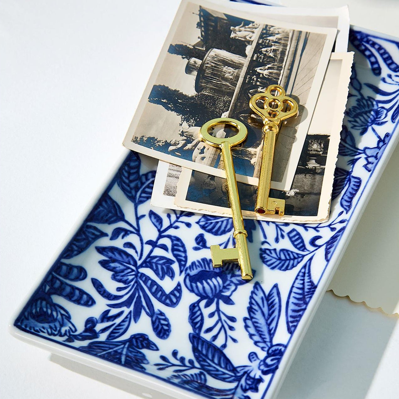 Chinoiserie Hand-Painted Trinket / Desk Tray Set of 2