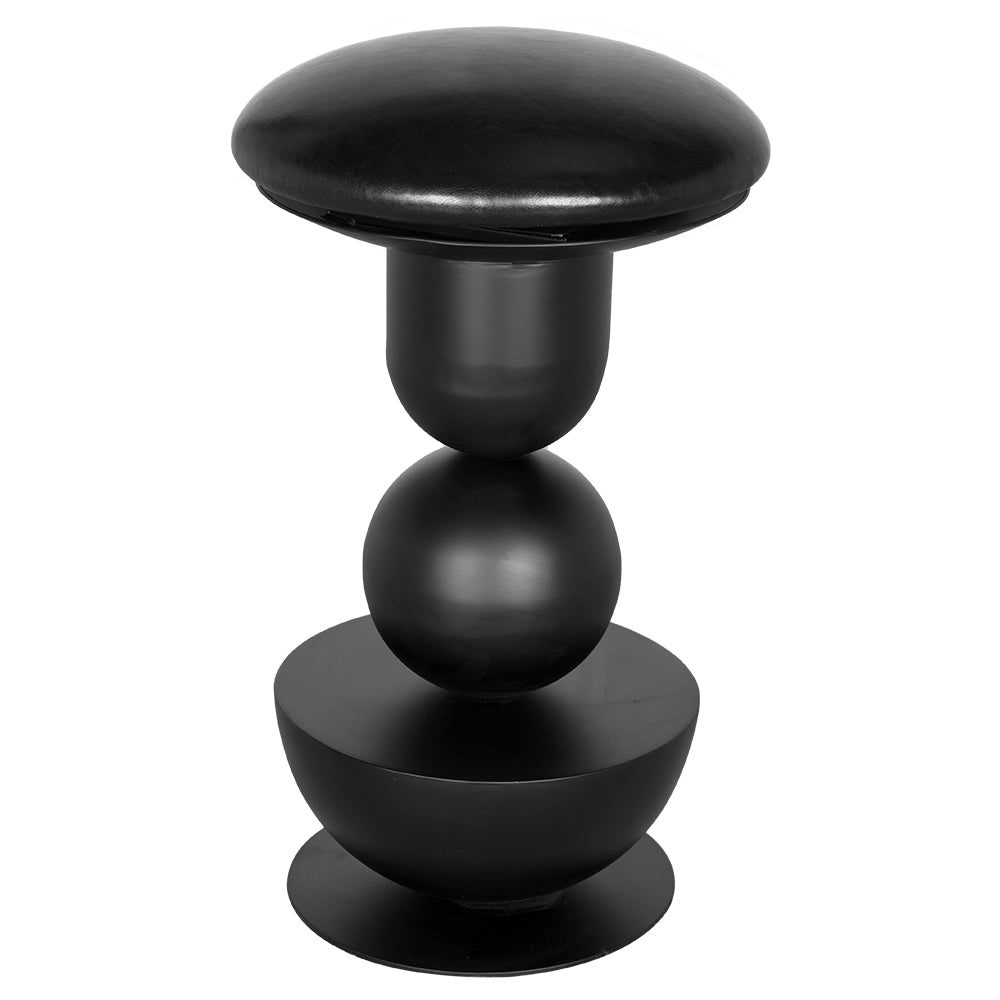Noir Perth 24in Counter Stool, stacked dome, cylinder, sphere and cone forms