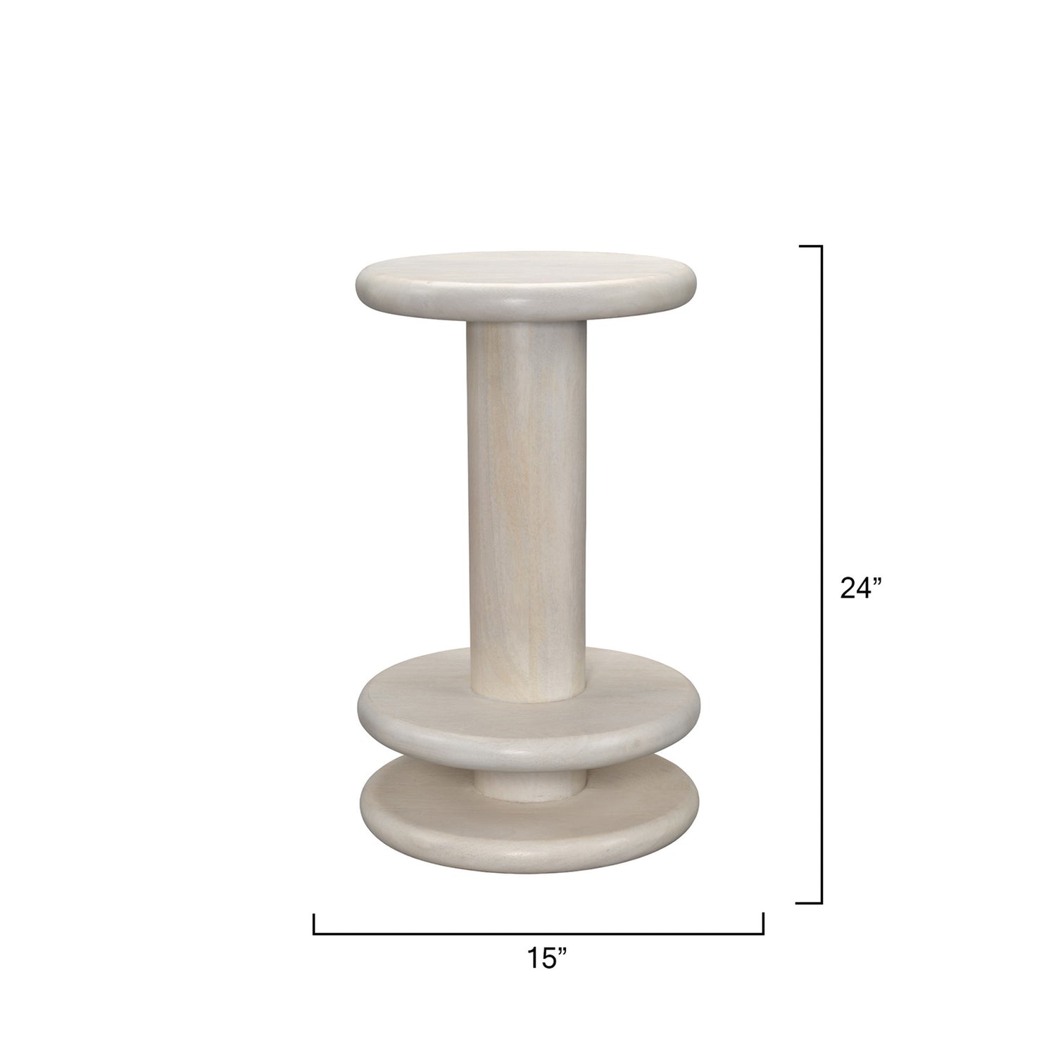 Jamie Young Rye Off-White Mango Wood Counter Stool mango wood grain and White Wash finish detail