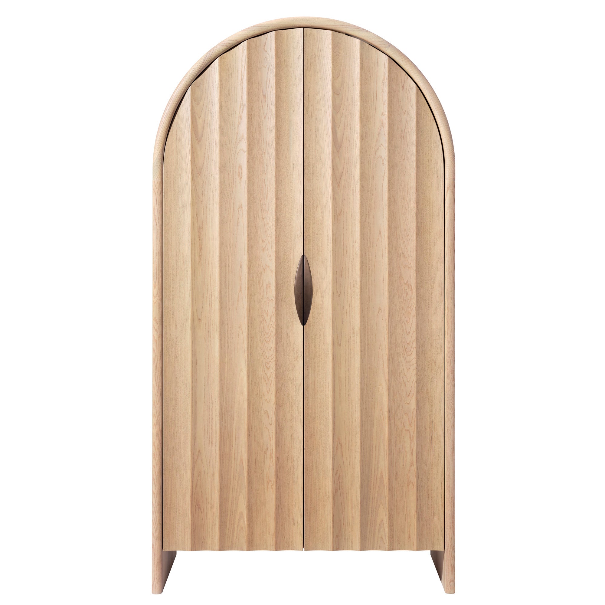 Jamie Young Finley Pale Oak Fluted Arched Cabinet