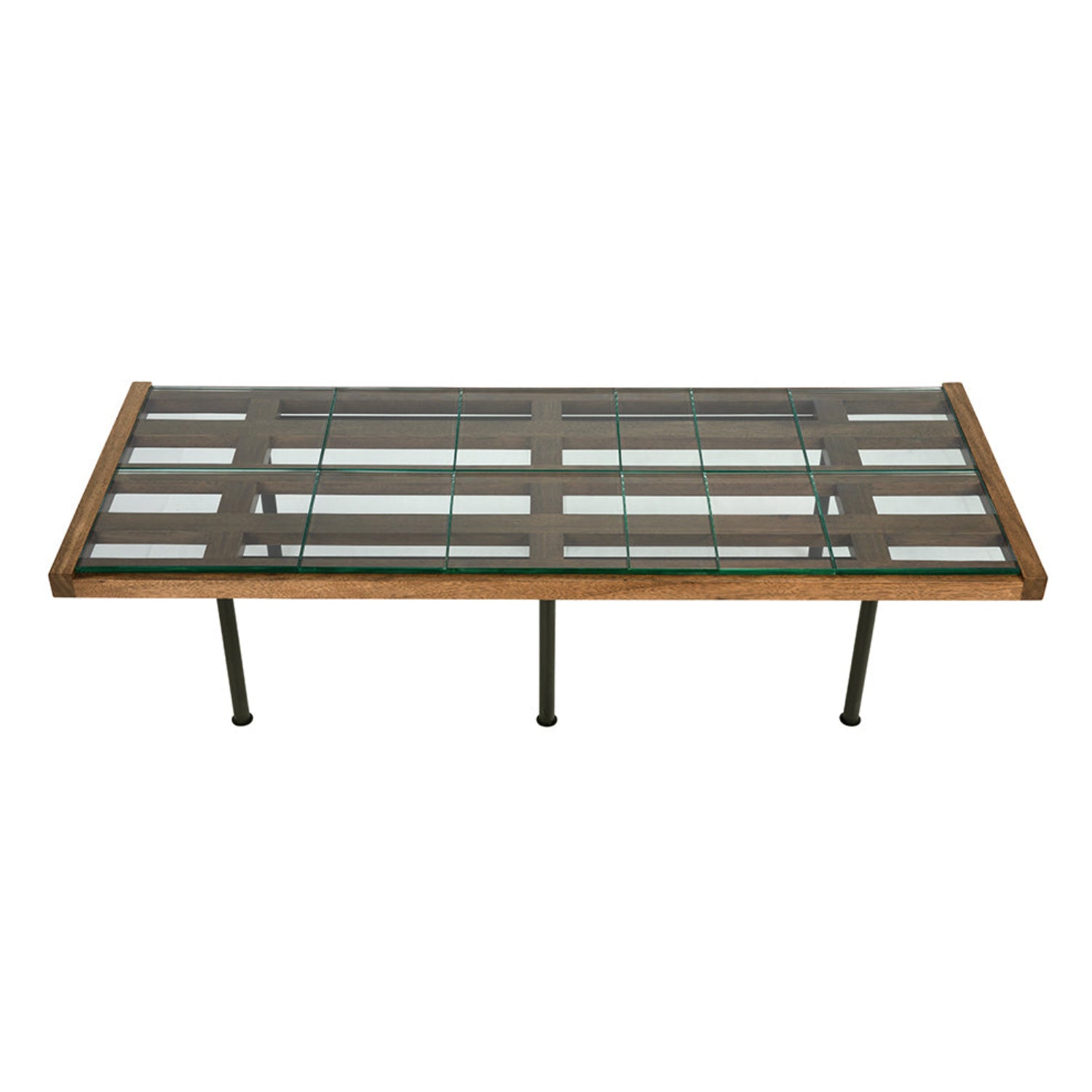Noir Paxton Coffee Table crafted from walnut, iron, glass top
