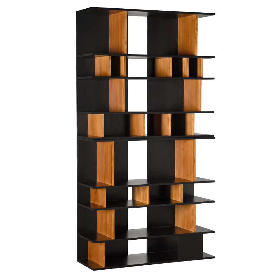 Noir R. Morton Bookcase, alternating hand-rubbed black shelves