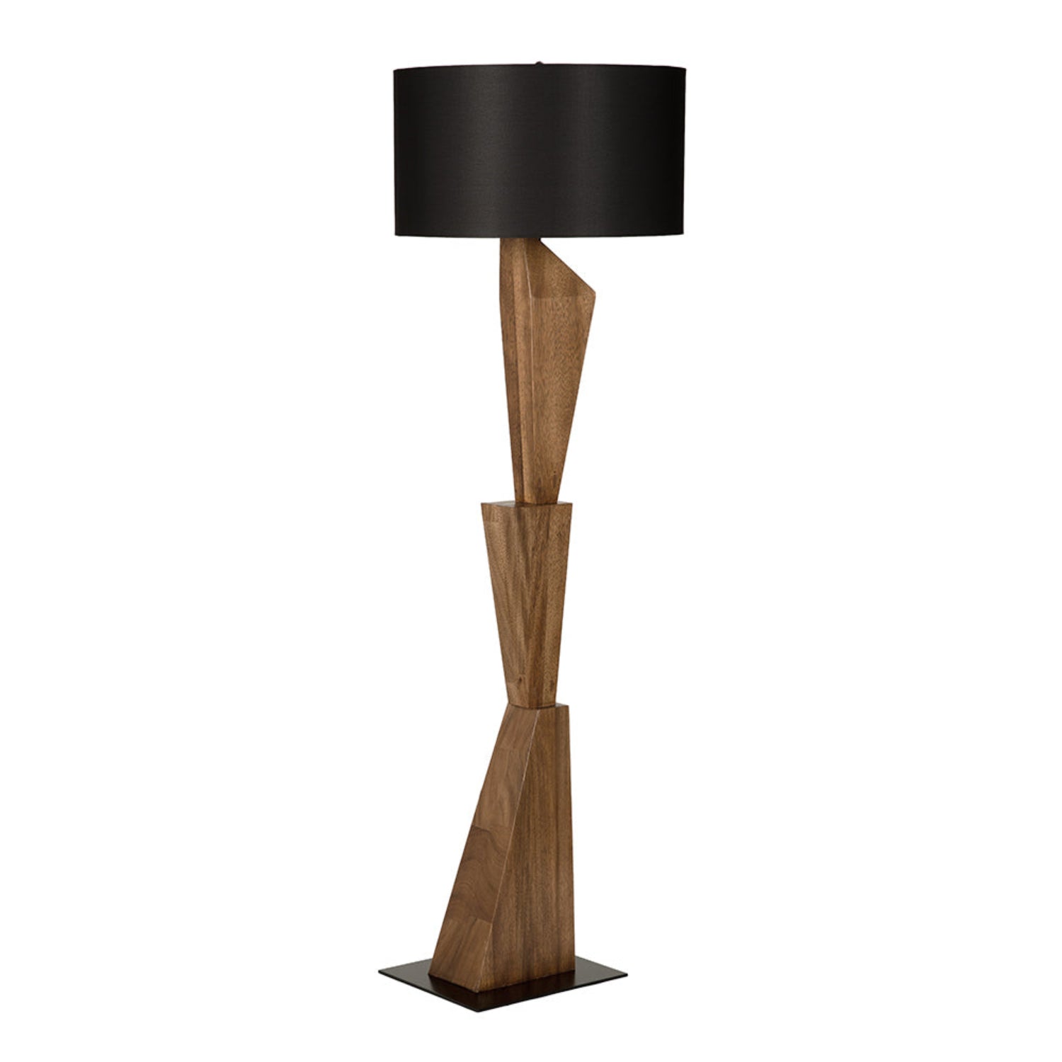 Enigma Ii Floor Lamp with Shade finished in Dark Walnut and Black Shade