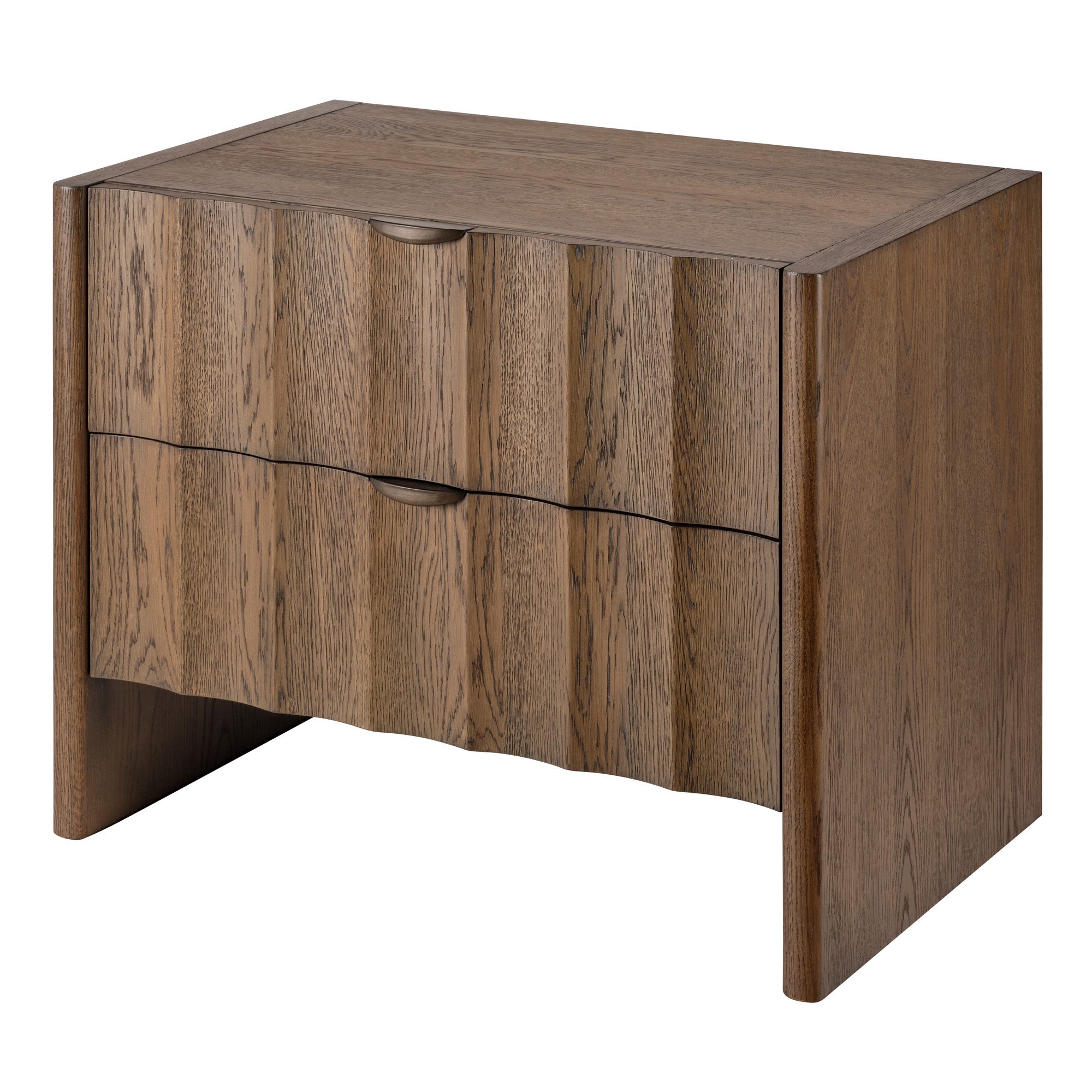 Jamie Young Finley Brown Sugar Oak Large Fluted Nightstand