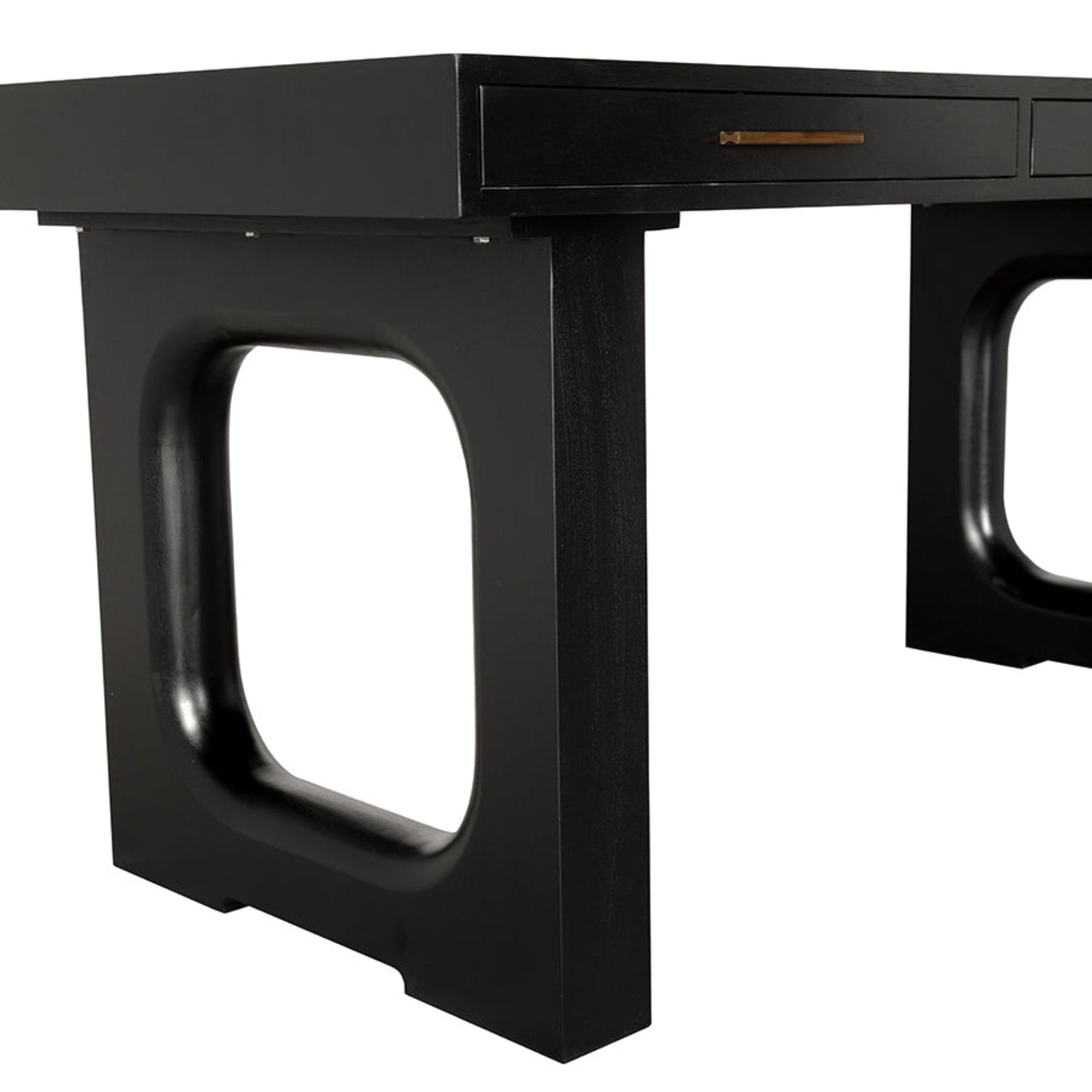 Kirk Desk by Noir in hand rubbed black mahogany, veneer, and brass hardware