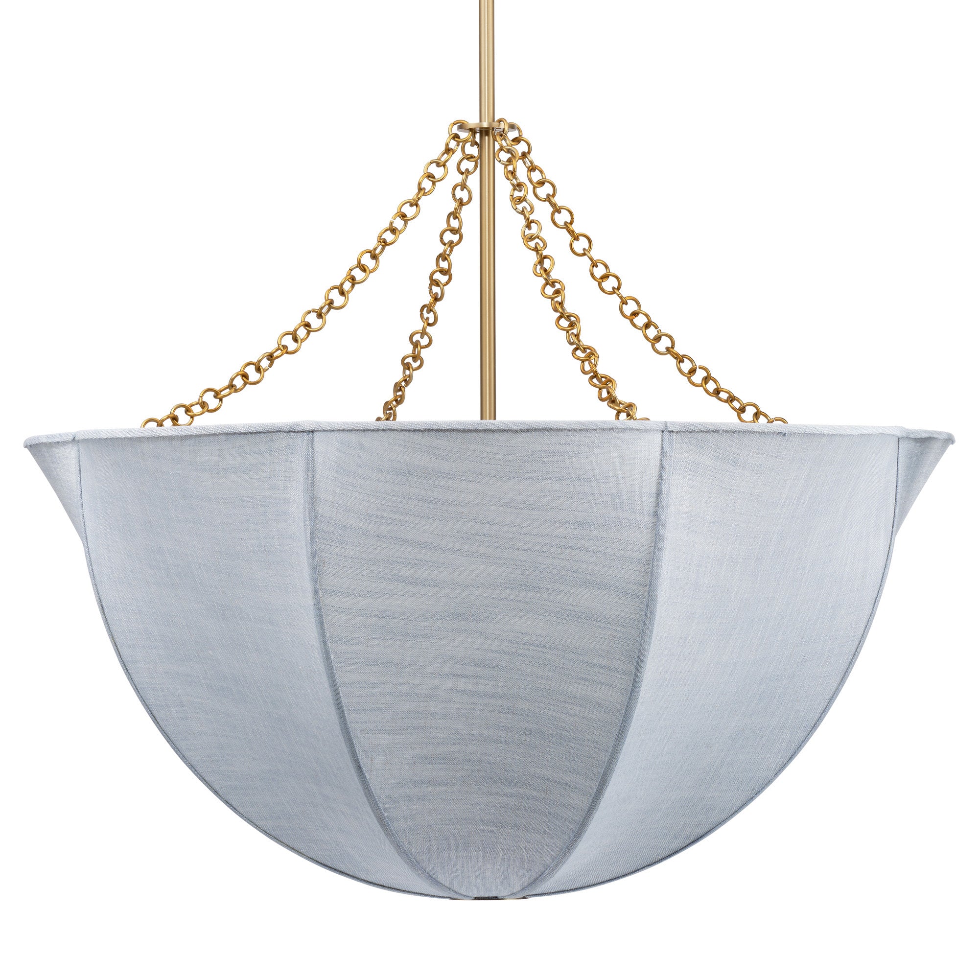 Jamie Young Aire Pale Blue Linen 4-Light Large Chandelier