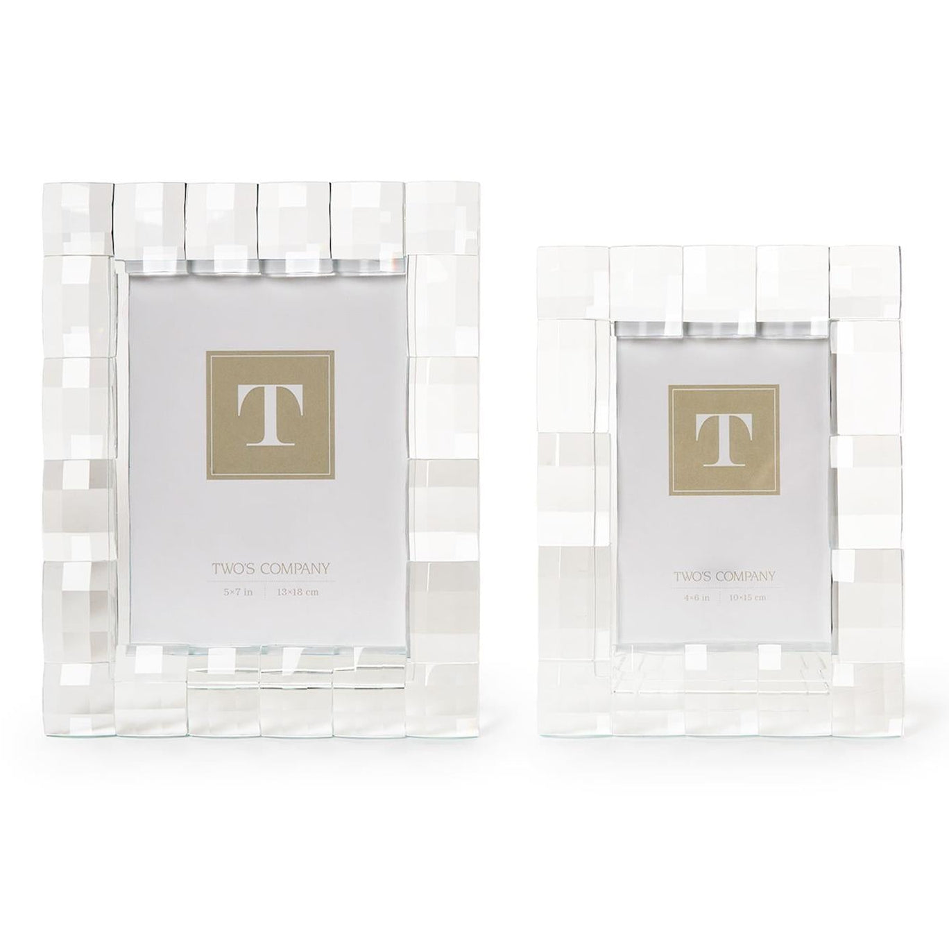 Faceted Crystal Glass Photo Frame Set of 2