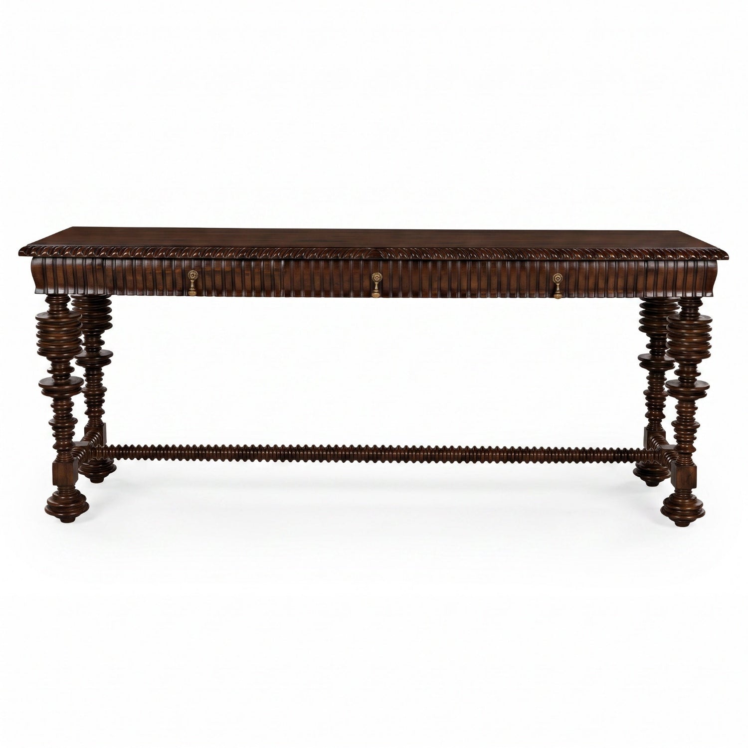 Noir Portuguese Hand Rubbed Brown Console Table
