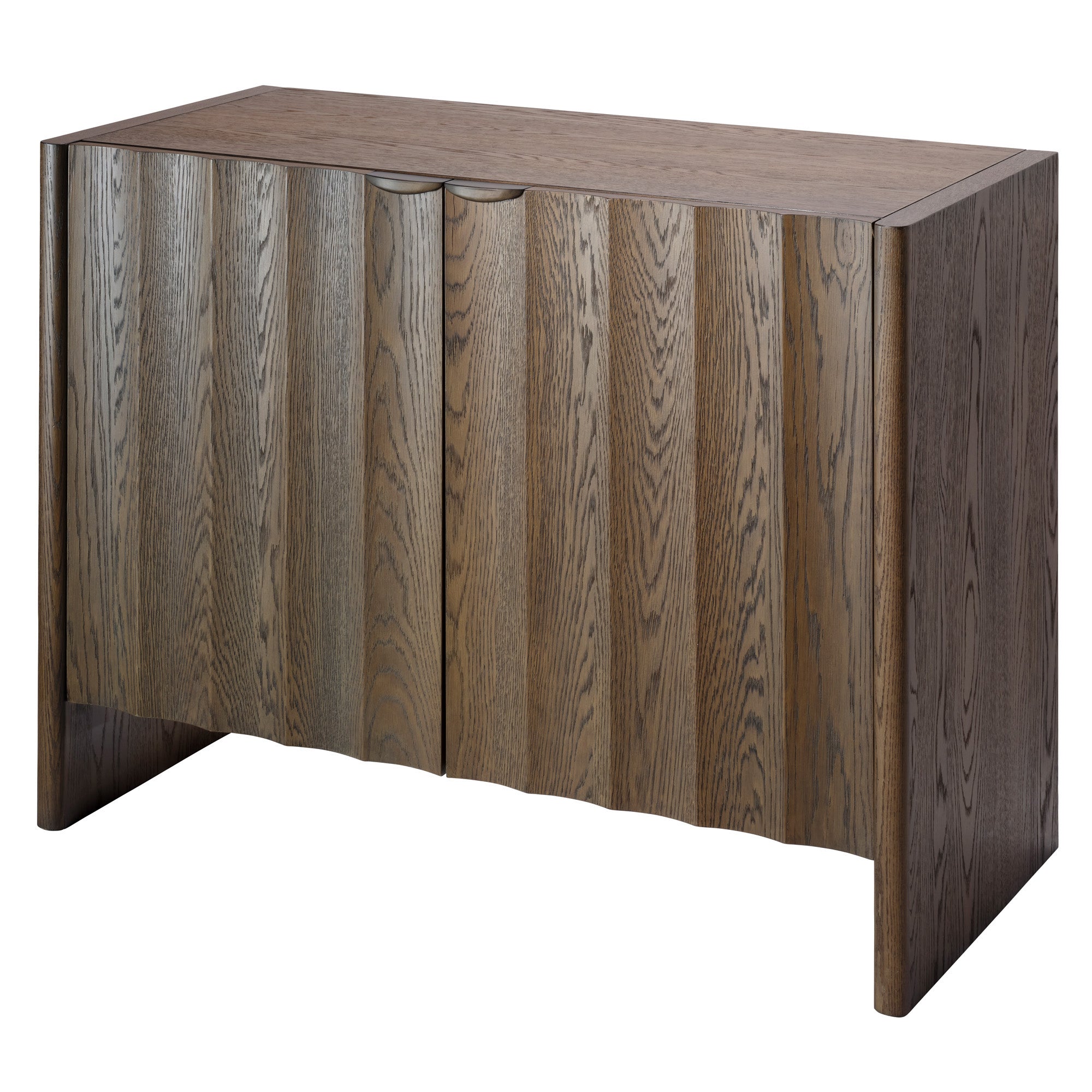 Jamie Young Finley Brown Sugar Oak Fluted Two Door Cabinet