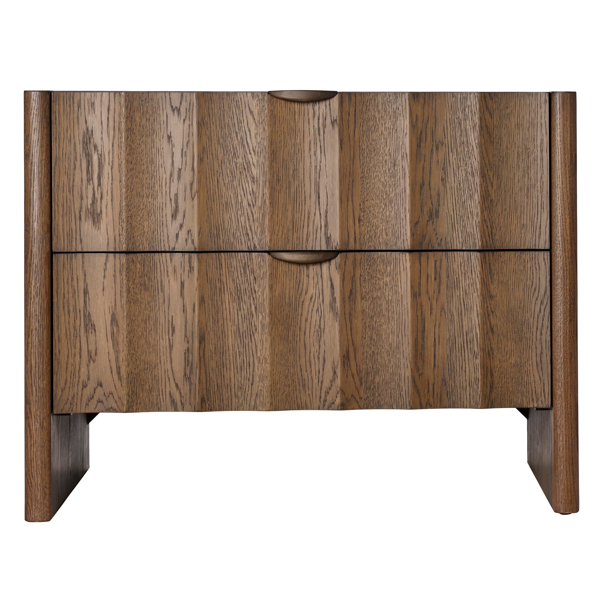 Jamie Young Finley Brown Sugar Oak Large Fluted Nightstand